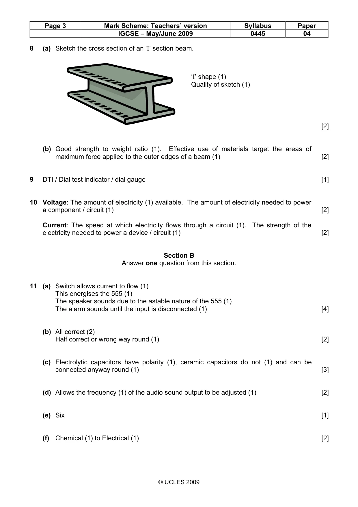 Mark scheme, page 3 of 6