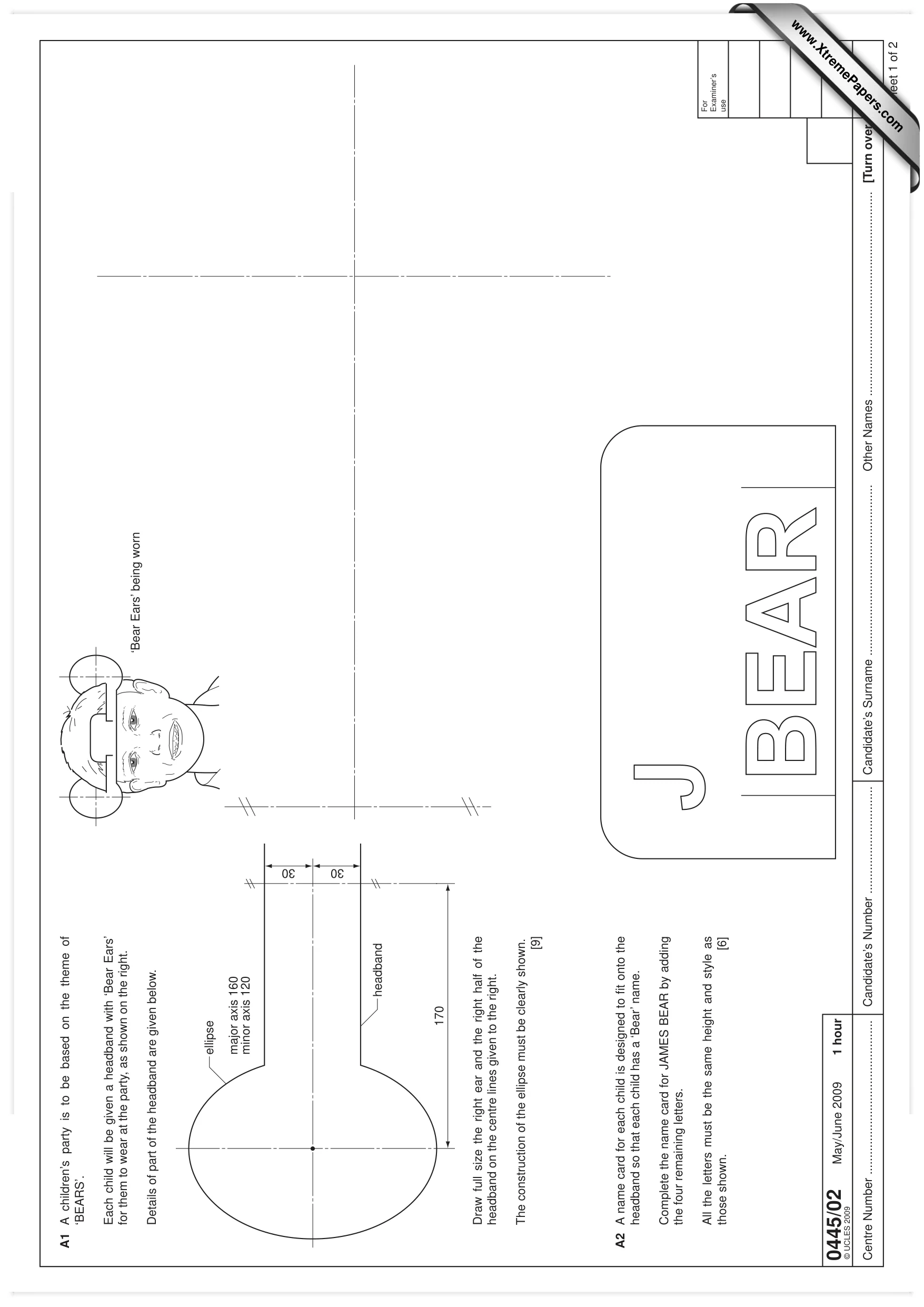 Cambridge IGCSE Design and Technology 0445 2009 May/June Paper 2 · Variant 1 question paper, page 1 of 4