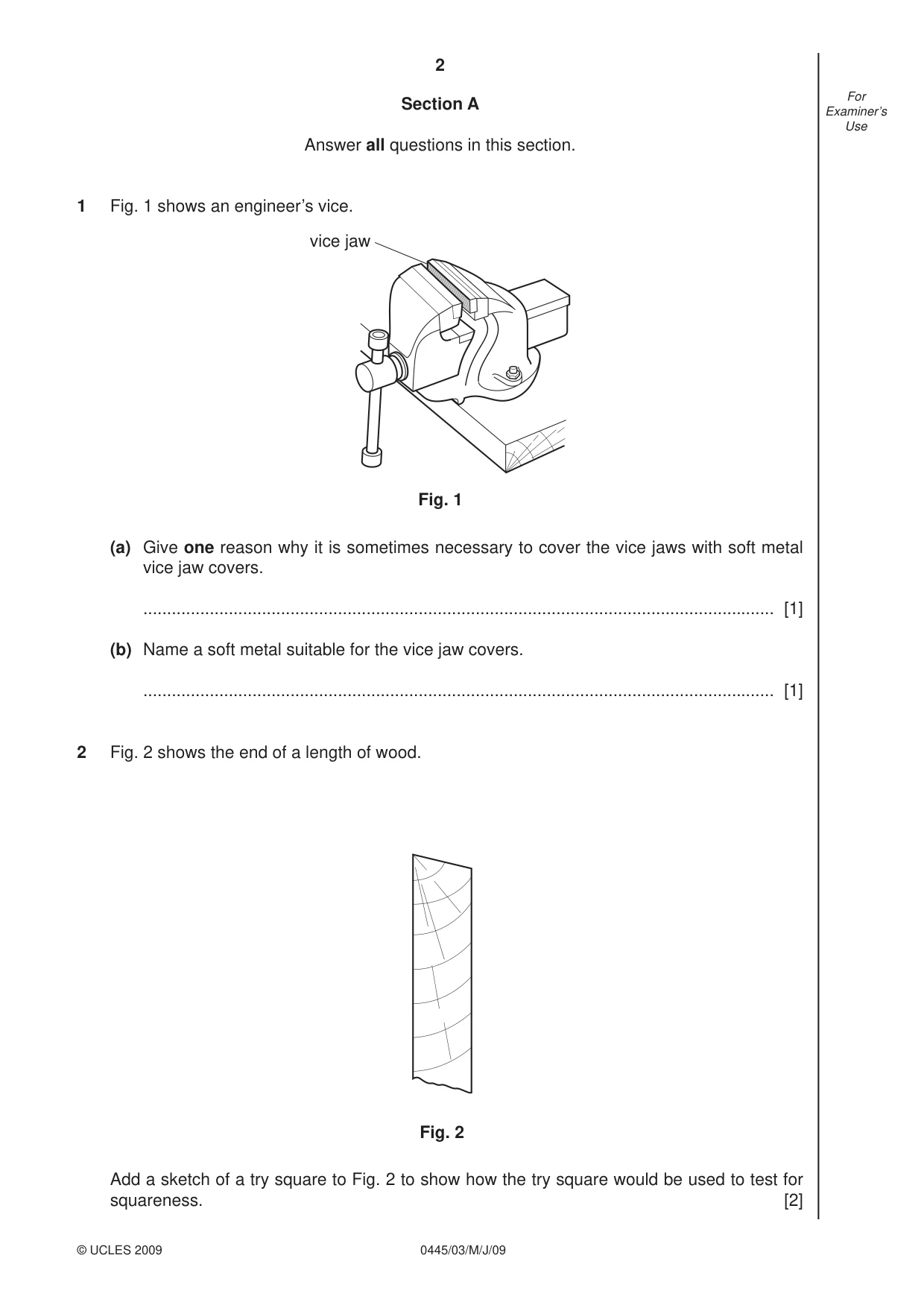 Cambridge IGCSE Design and Technology 0445 2009 May/June Paper 3 · Variant 1 question paper, page 2 of 20