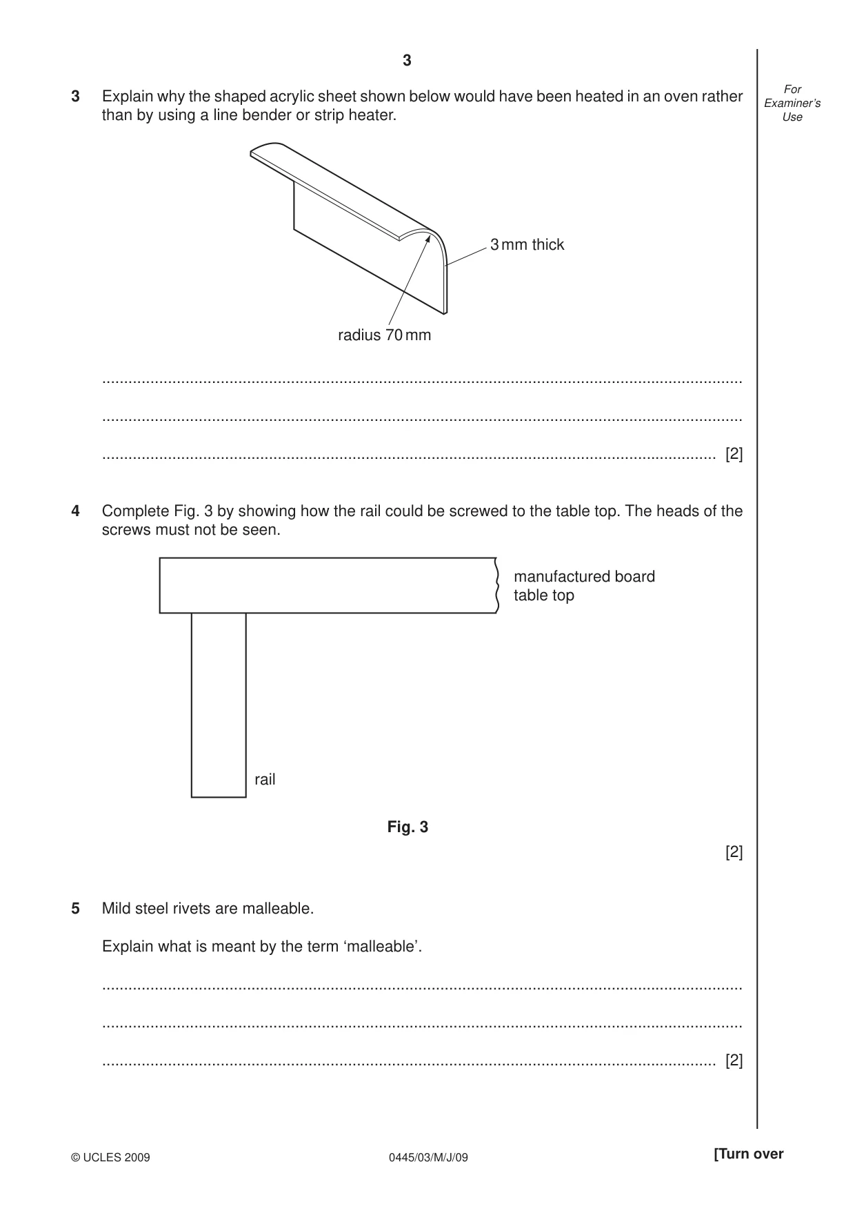 Cambridge IGCSE Design and Technology 0445 2009 May/June Paper 3 · Variant 1 question paper, page 3 of 20