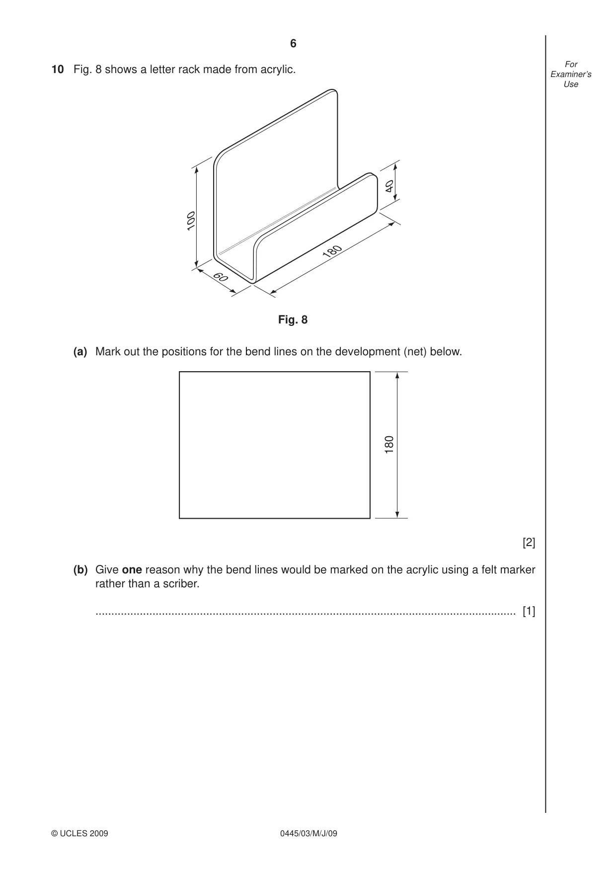 Cambridge IGCSE Design and Technology 0445 2009 May/June Paper 3 · Variant 1 question paper, page 6 of 20