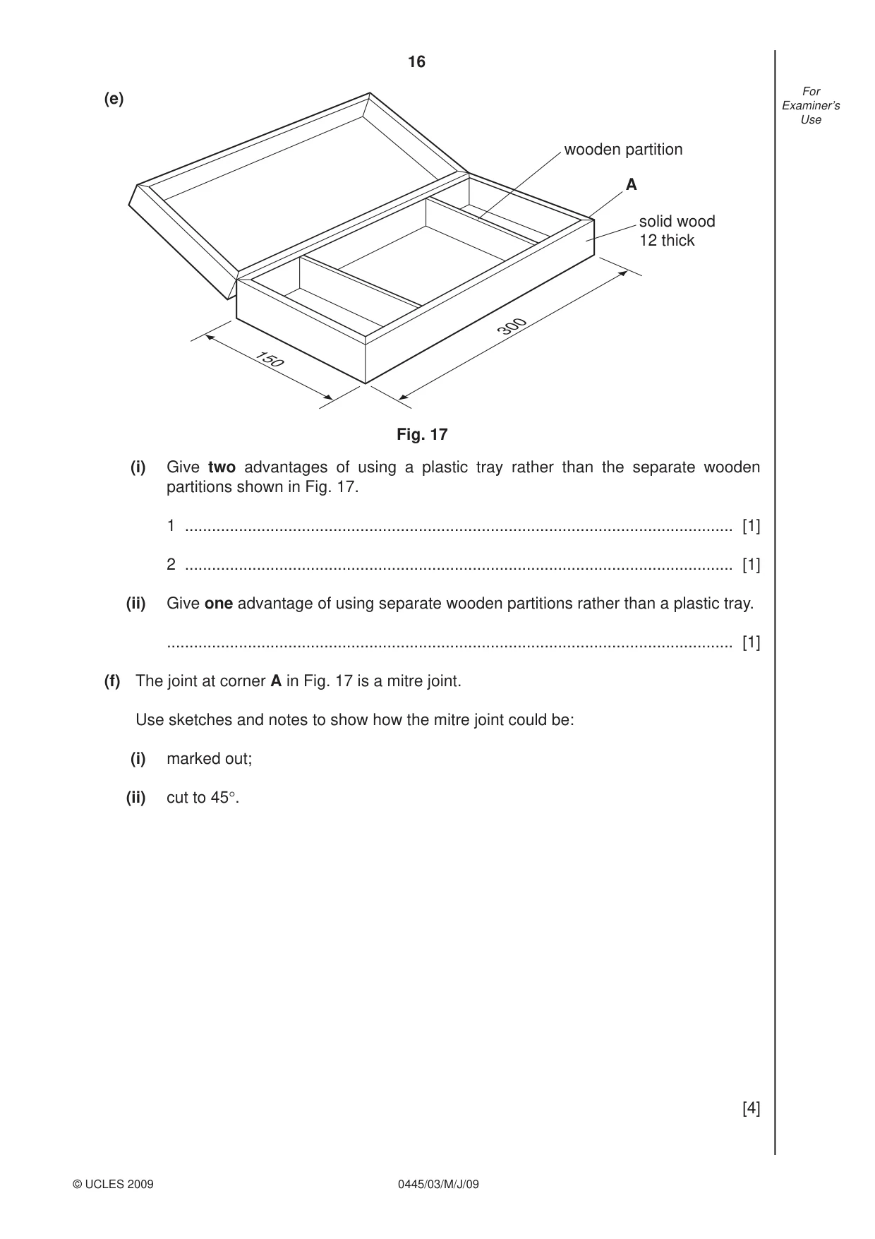 Cambridge IGCSE Design and Technology 0445 2009 May/June Paper 3 · Variant 1 question paper, page 16 of 20