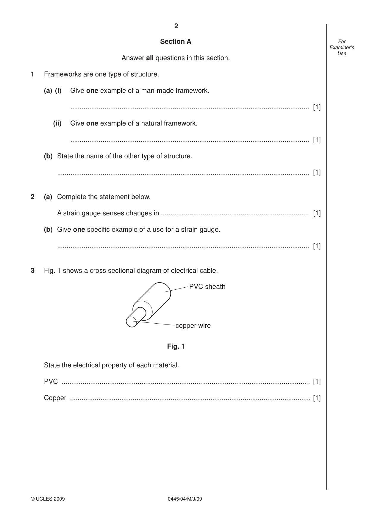 Cambridge IGCSE Design and Technology 0445 2009 May/June Paper 4 · Variant 1 question paper, page 2 of 16