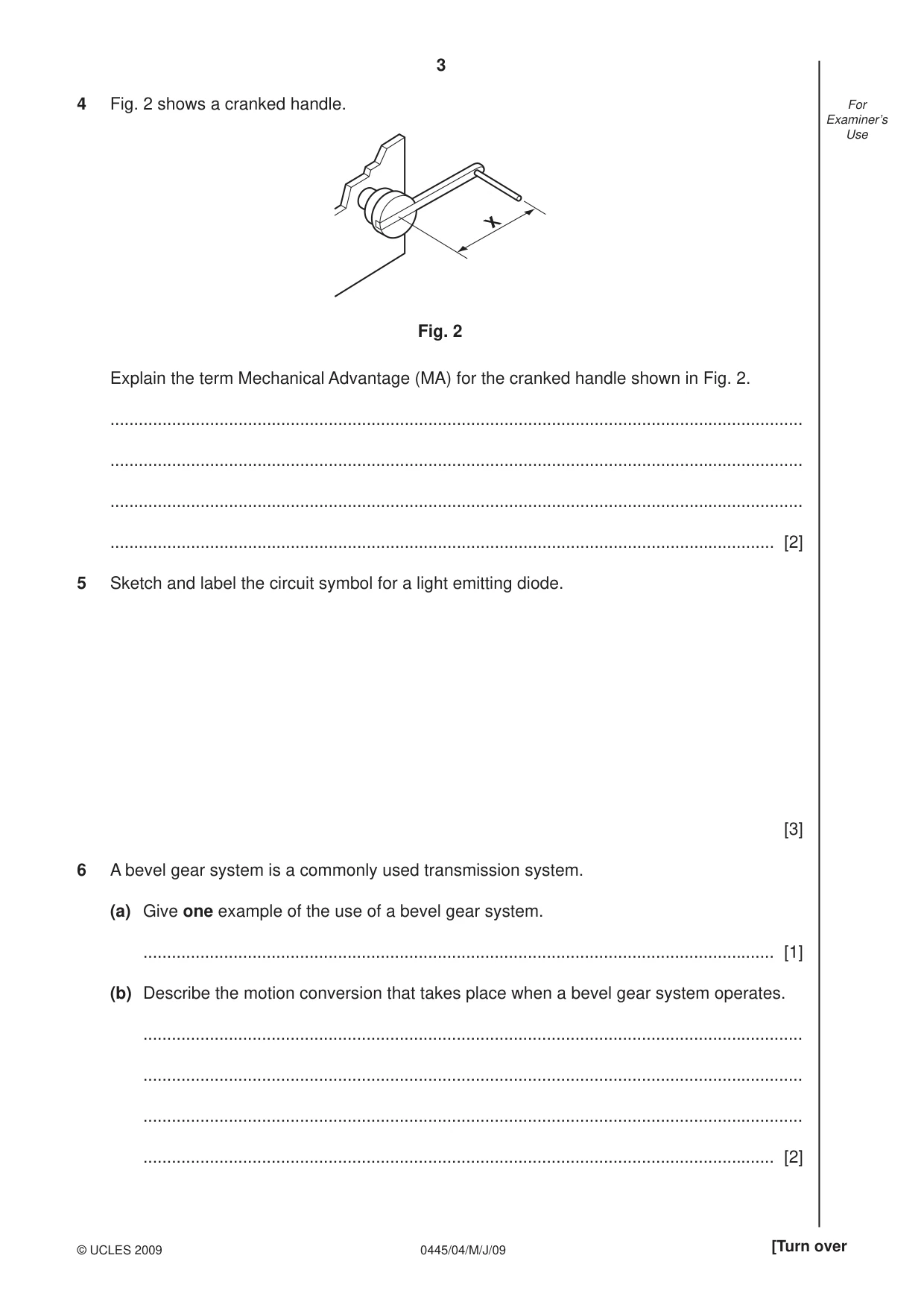 Cambridge IGCSE Design and Technology 0445 2009 May/June Paper 4 · Variant 1 question paper, page 3 of 16
