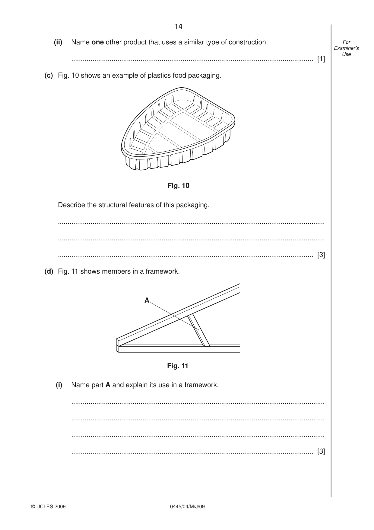 Cambridge IGCSE Design and Technology 0445 2009 May/June Paper 4 · Variant 1 question paper, page 14 of 16