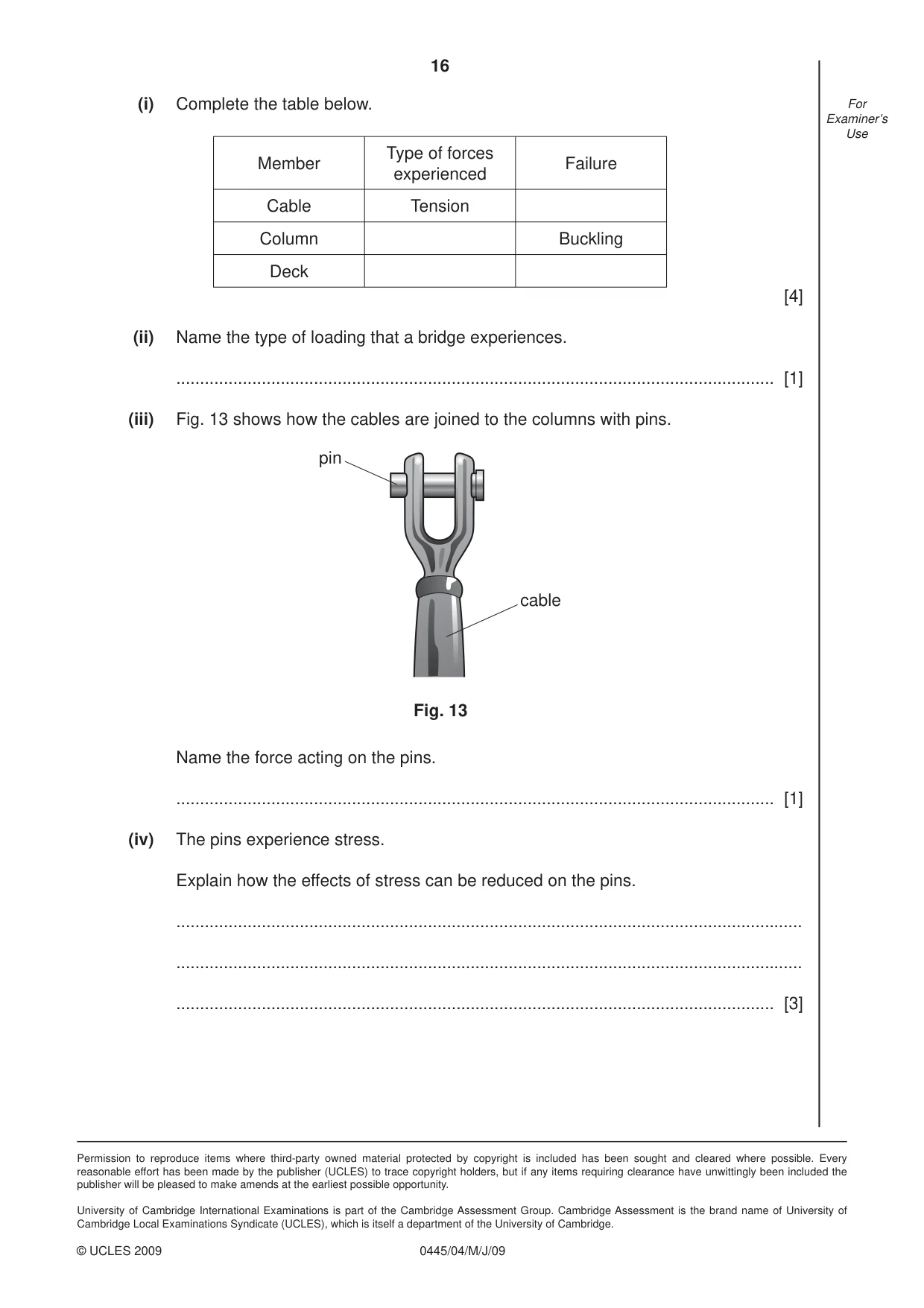 Cambridge IGCSE Design and Technology 0445 2009 May/June Paper 4 · Variant 1 question paper, page 16 of 16