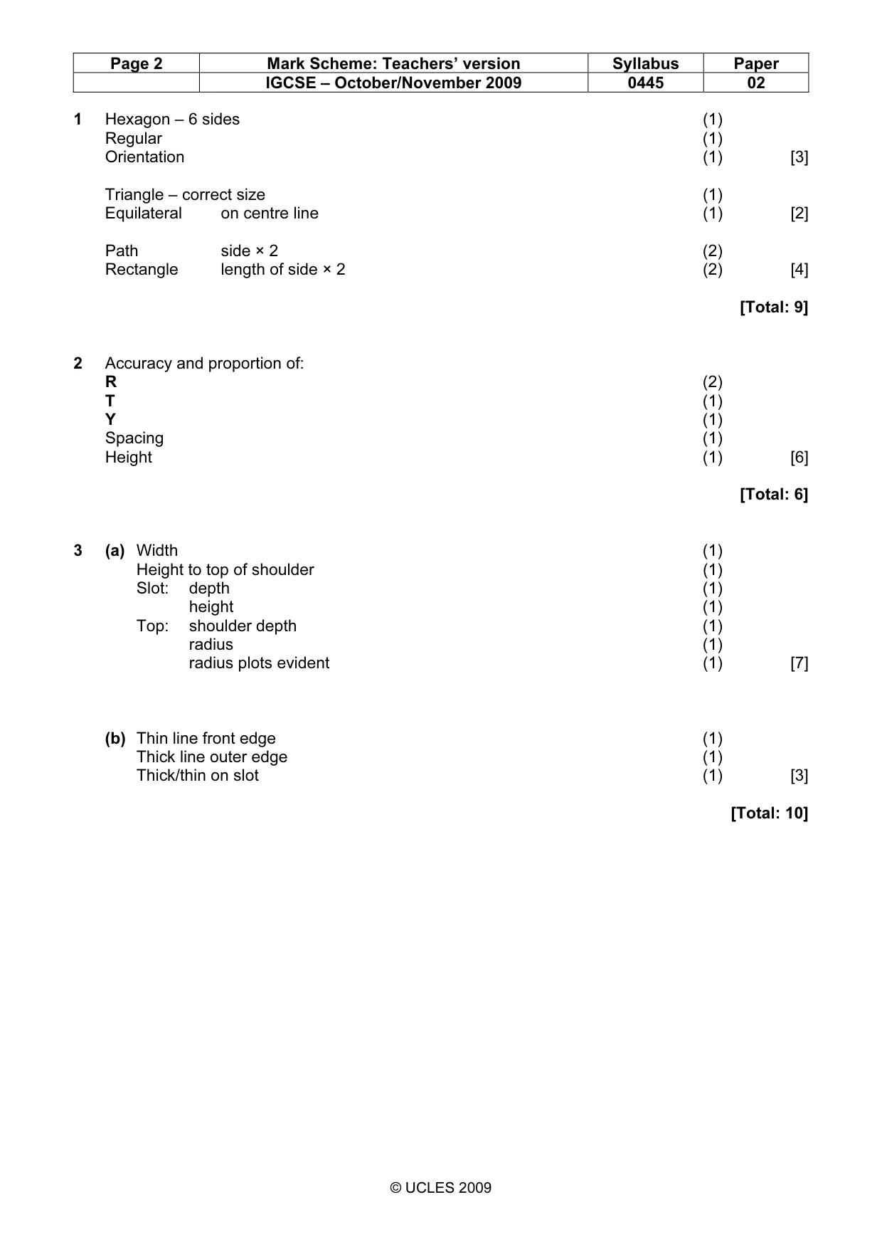 Mark scheme, page 2 of 4