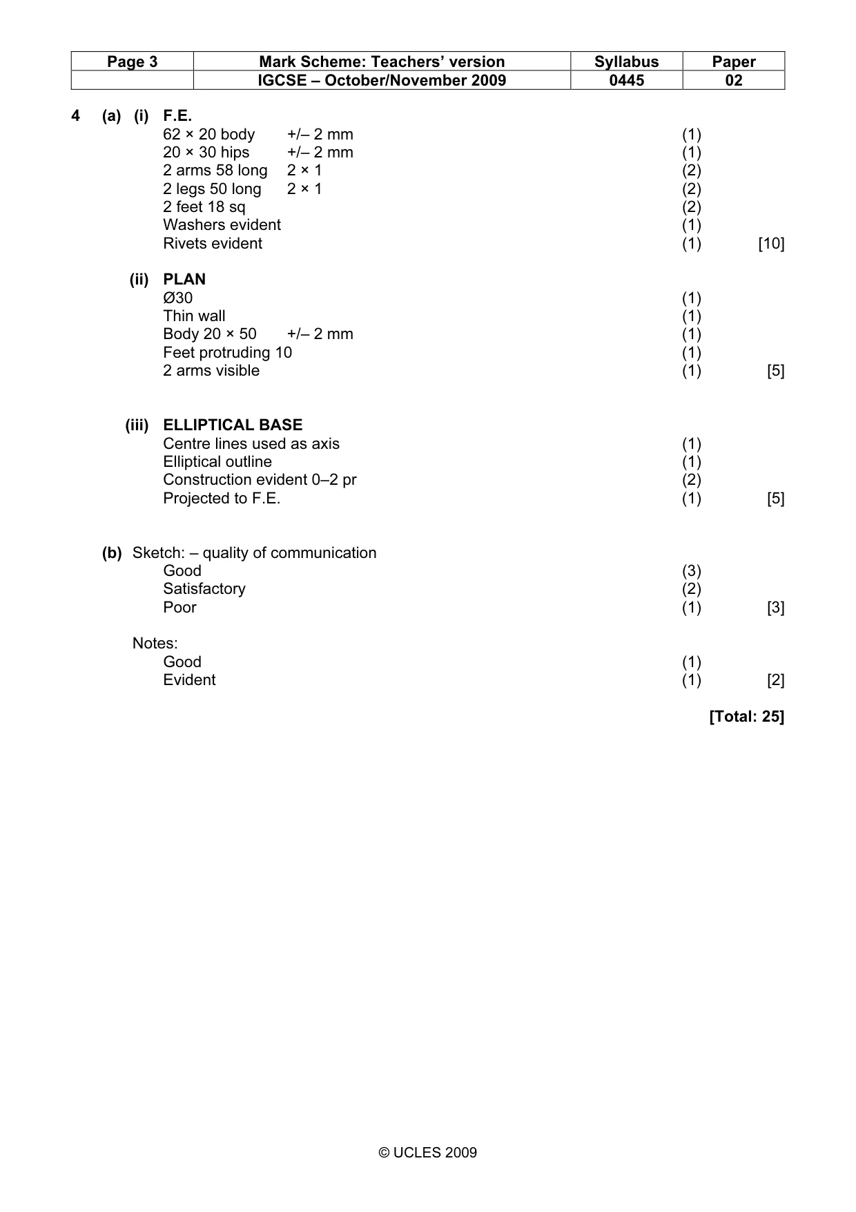 Mark scheme, page 3 of 4