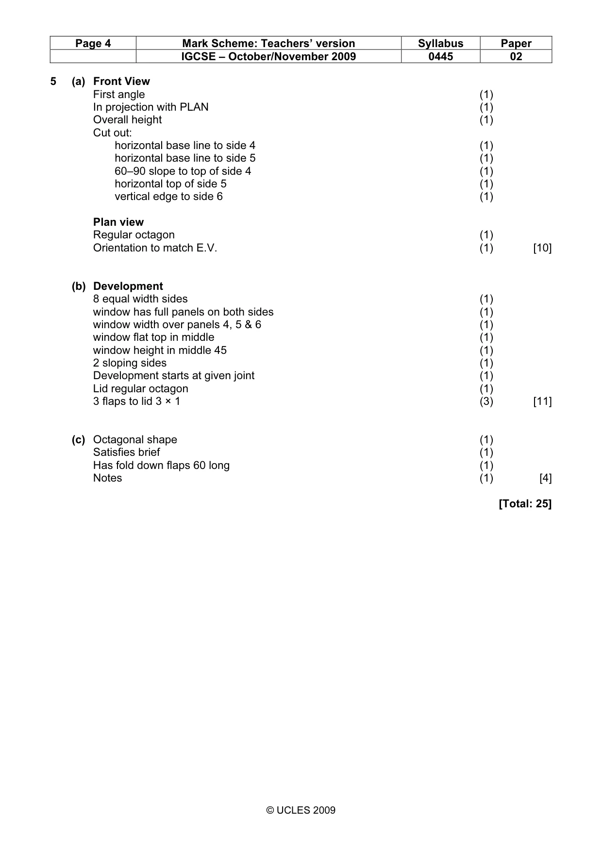 Mark scheme, page 4 of 4