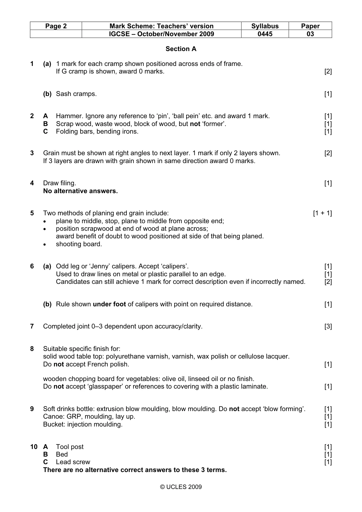 Mark scheme, page 2 of 6