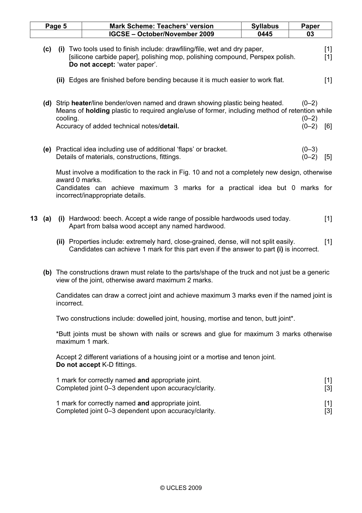 Mark scheme, page 5 of 6