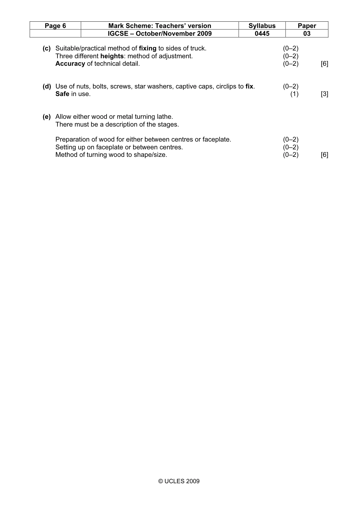 Mark scheme, page 6 of 6