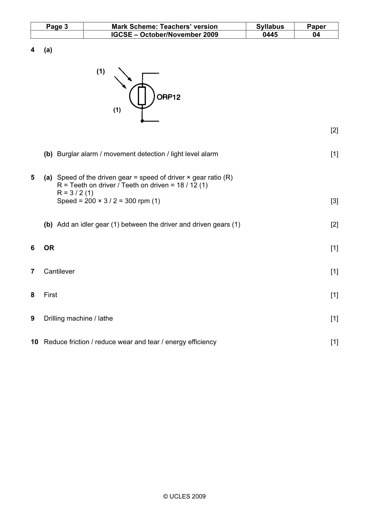 Mark scheme, page 3 of 8