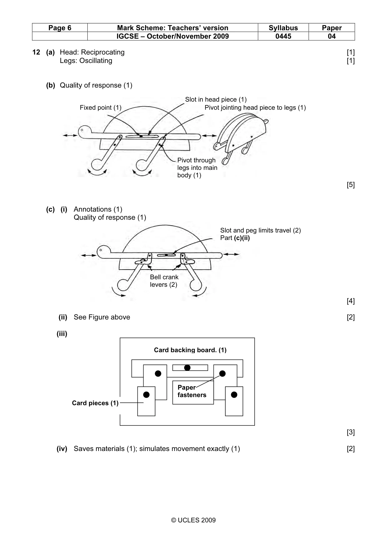 Mark scheme, page 6 of 8