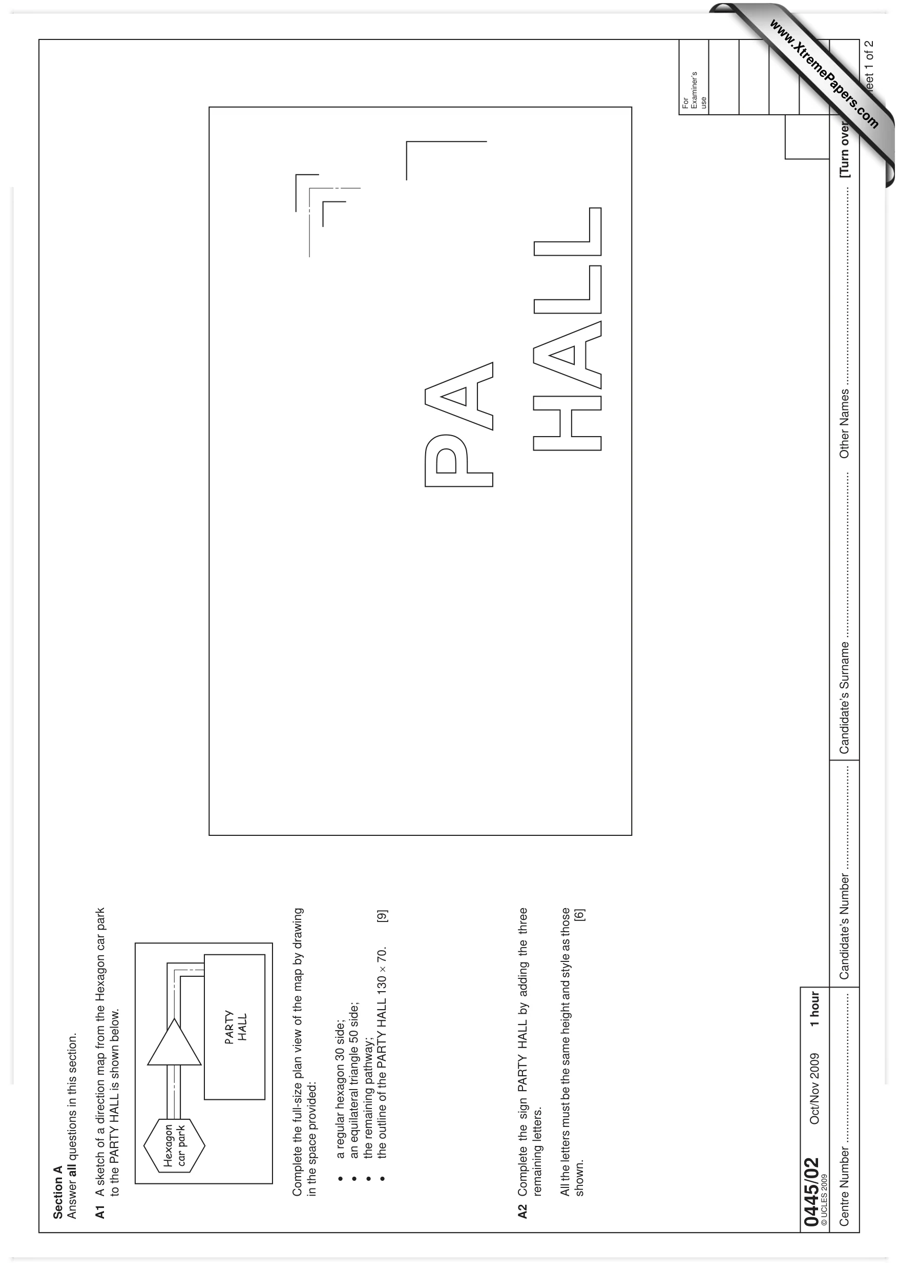 Cambridge IGCSE Design and Technology 0445 2009 Oct/Nov Paper 2 · Variant 1 question paper, page 1 of 4