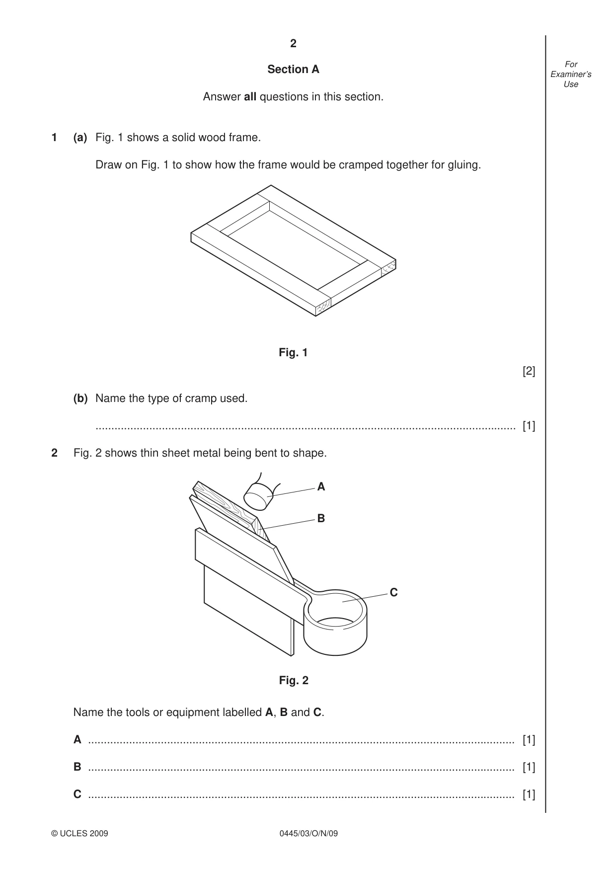 Cambridge IGCSE Design and Technology 0445 2009 Oct/Nov Paper 3 · Variant 1 question paper, page 2 of 20