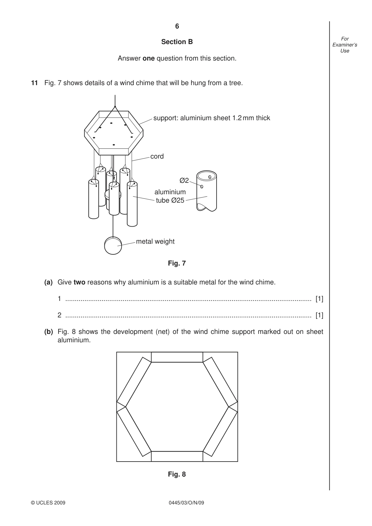 Cambridge IGCSE Design and Technology 0445 2009 Oct/Nov Paper 3 · Variant 1 question paper, page 6 of 20