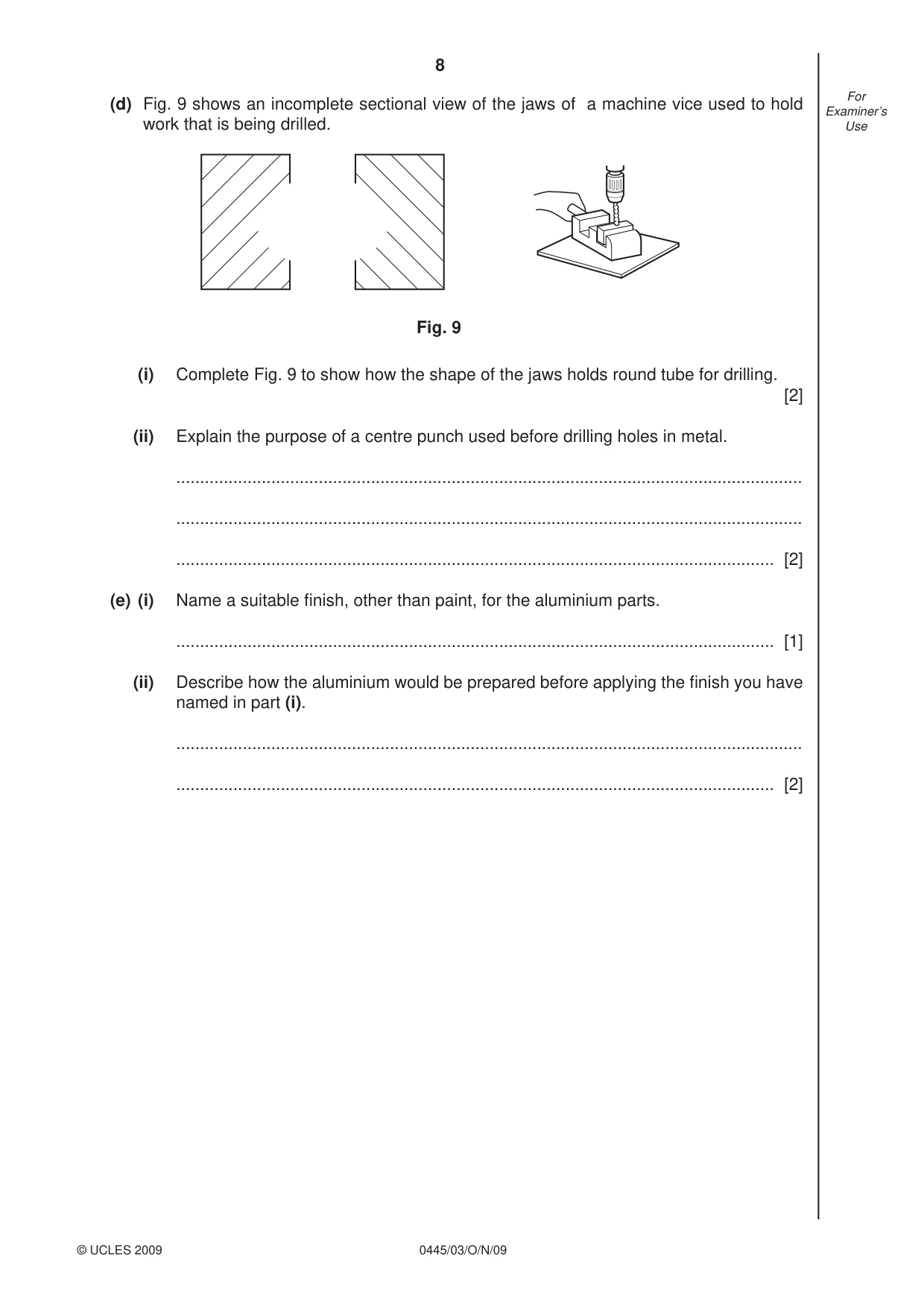 Cambridge IGCSE Design and Technology 0445 2009 Oct/Nov Paper 3 · Variant 1 question paper, page 8 of 20