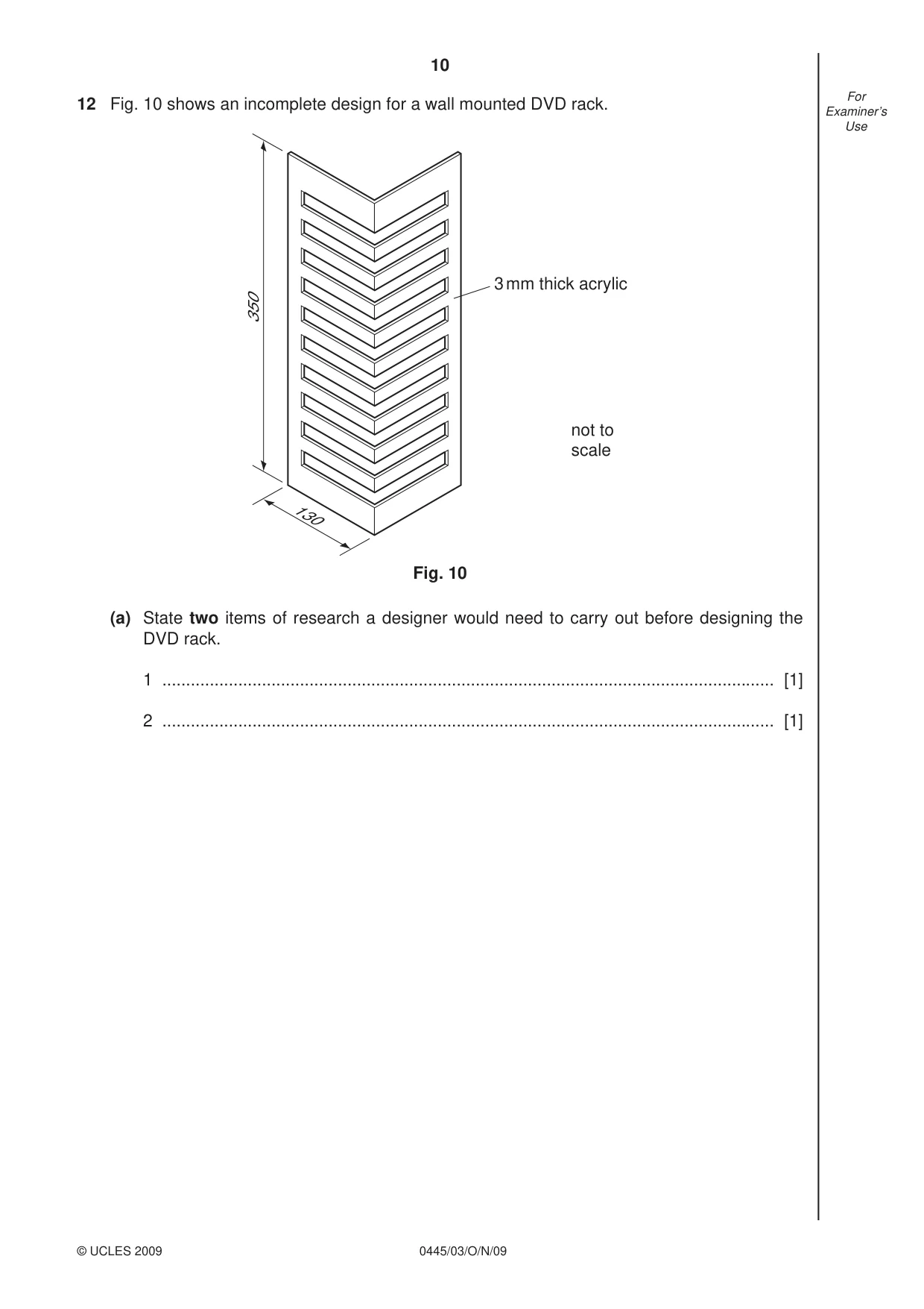 Cambridge IGCSE Design and Technology 0445 2009 Oct/Nov Paper 3 · Variant 1 question paper, page 10 of 20