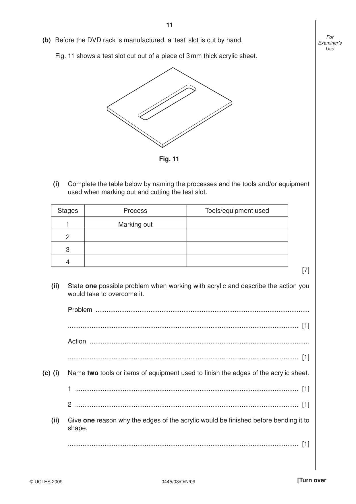 Cambridge IGCSE Design and Technology 0445 2009 Oct/Nov Paper 3 · Variant 1 question paper, page 11 of 20