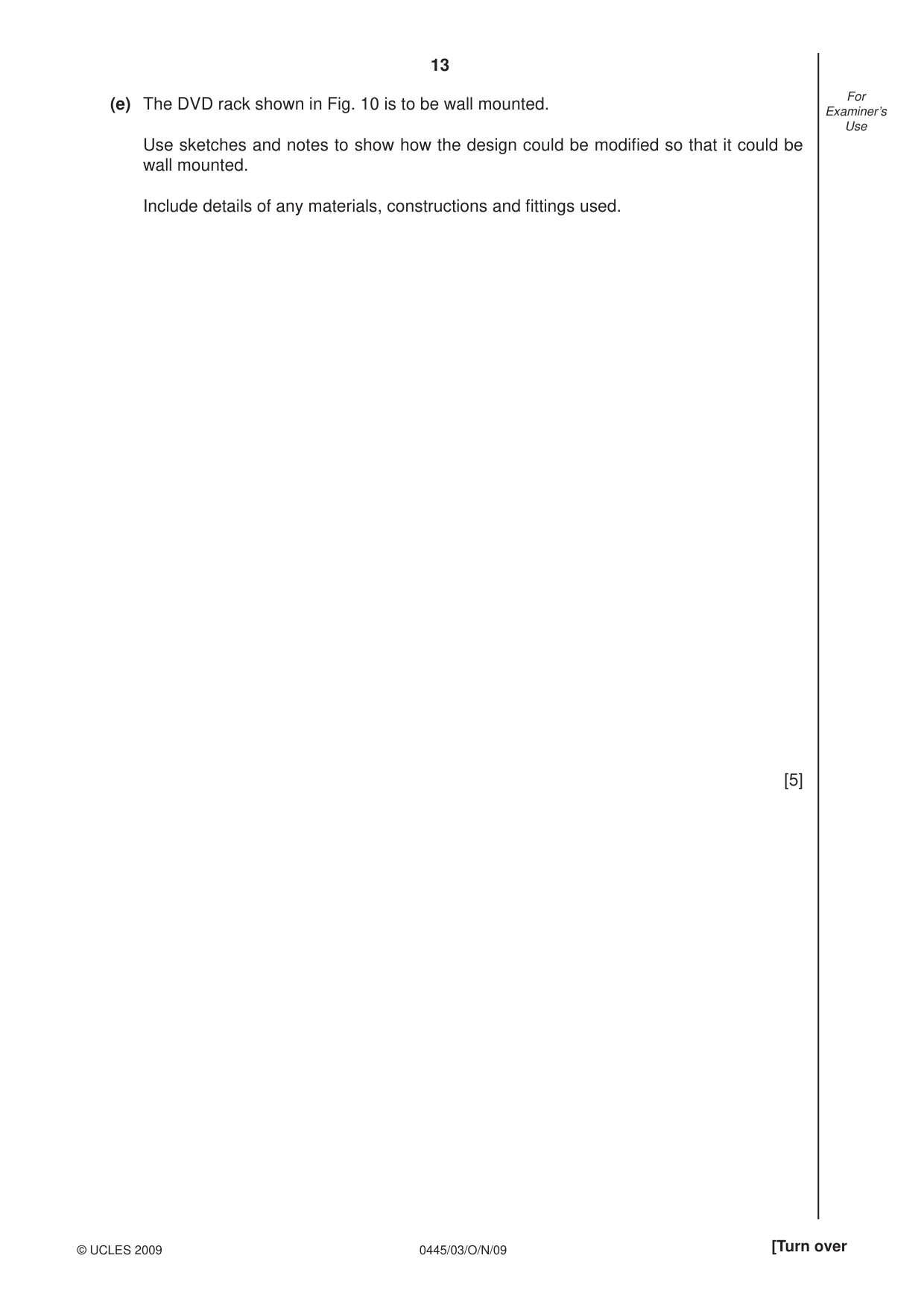 Cambridge IGCSE Design and Technology 0445 2009 Oct/Nov Paper 3 · Variant 1 question paper, page 13 of 20