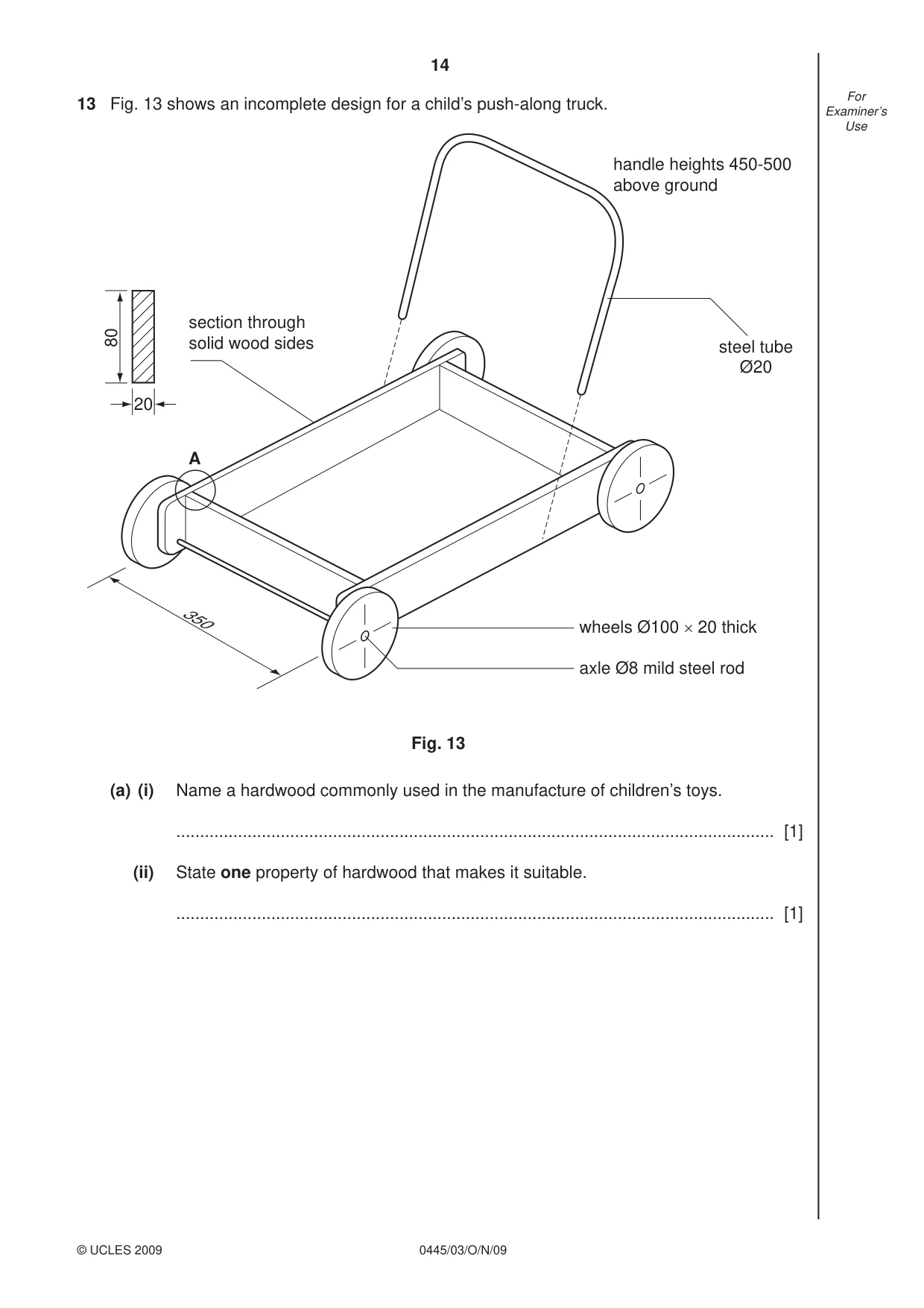 Cambridge IGCSE Design and Technology 0445 2009 Oct/Nov Paper 3 · Variant 1 question paper, page 14 of 20