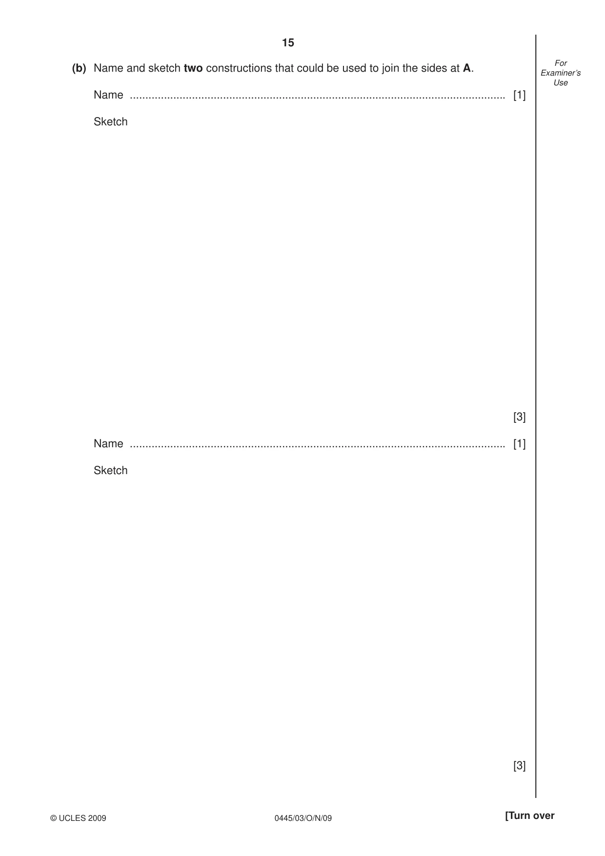 Cambridge IGCSE Design and Technology 0445 2009 Oct/Nov Paper 3 · Variant 1 question paper, page 15 of 20
