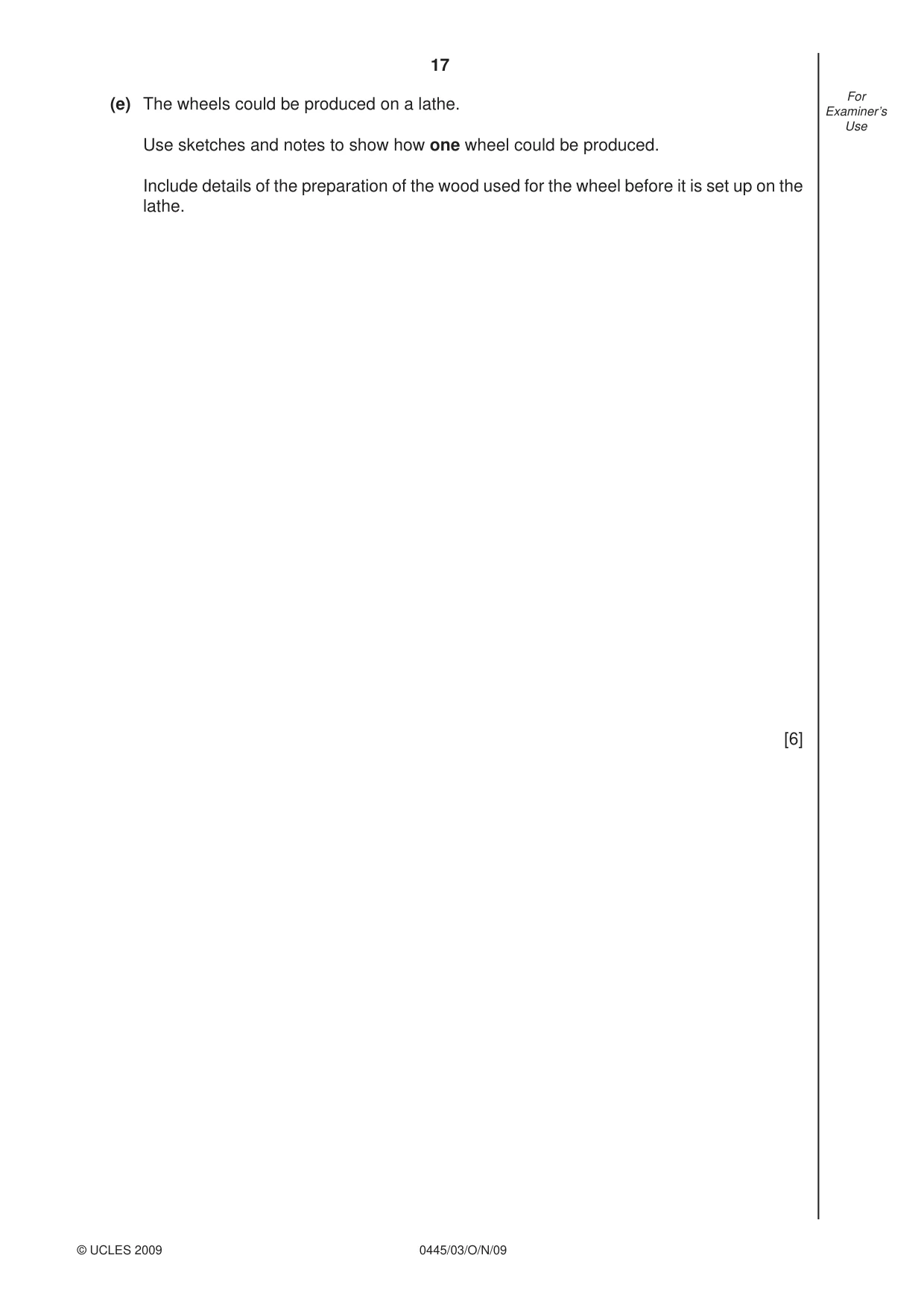 Cambridge IGCSE Design and Technology 0445 2009 Oct/Nov Paper 3 · Variant 1 question paper, page 17 of 20