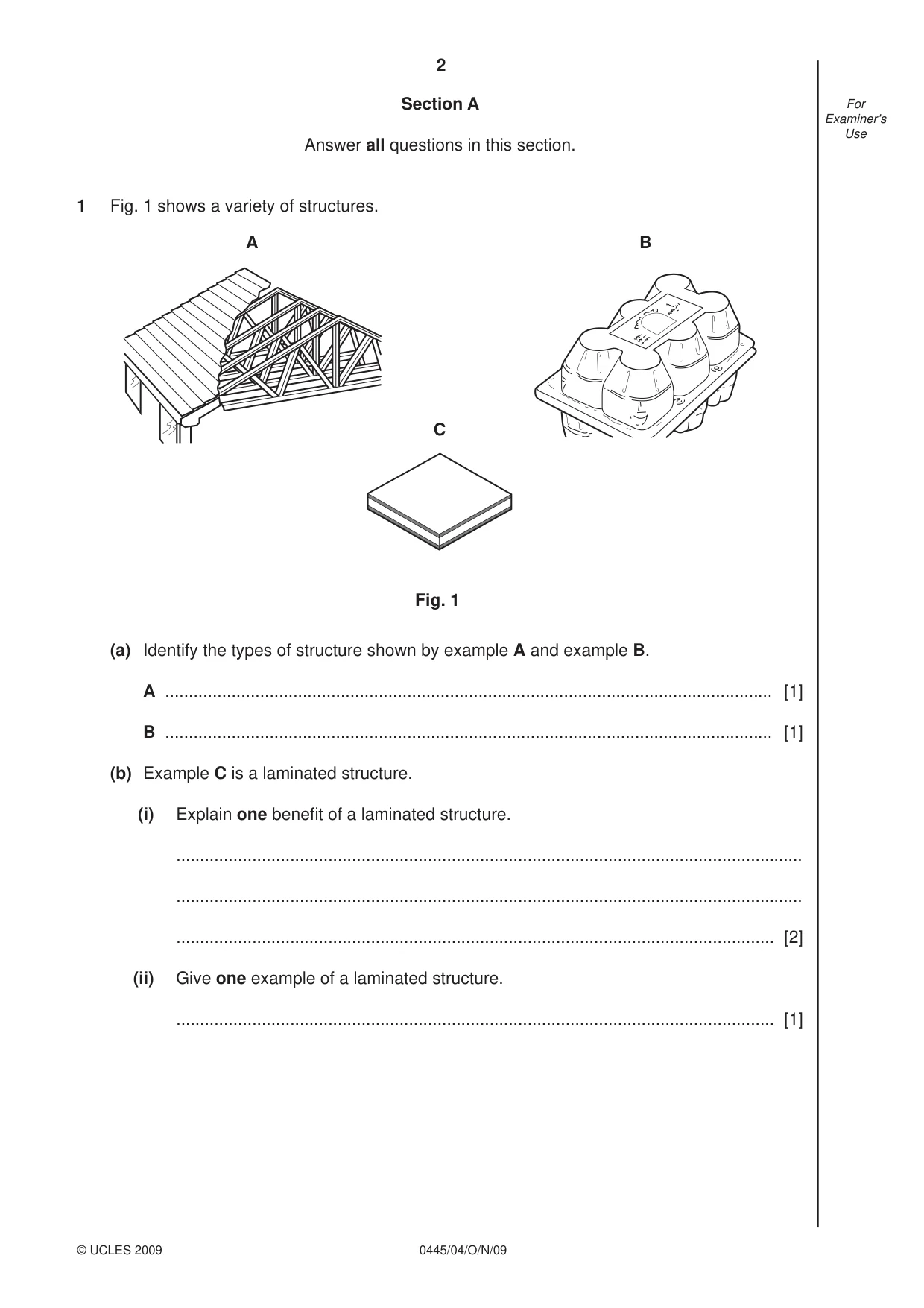 Cambridge IGCSE Design and Technology 0445 2009 Oct/Nov Paper 4 · Variant 1 question paper, page 2 of 16