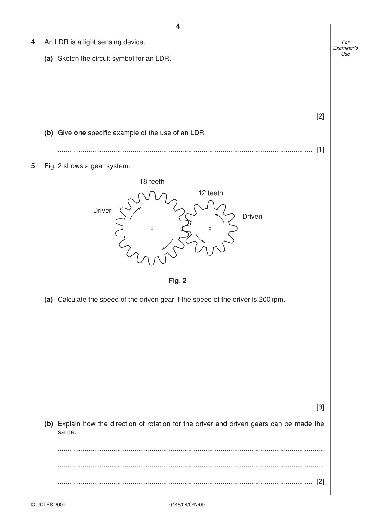 Cambridge IGCSE Design and Technology 0445 2009 Oct/Nov Paper 4 · Variant 1 question paper, page 4 of 16