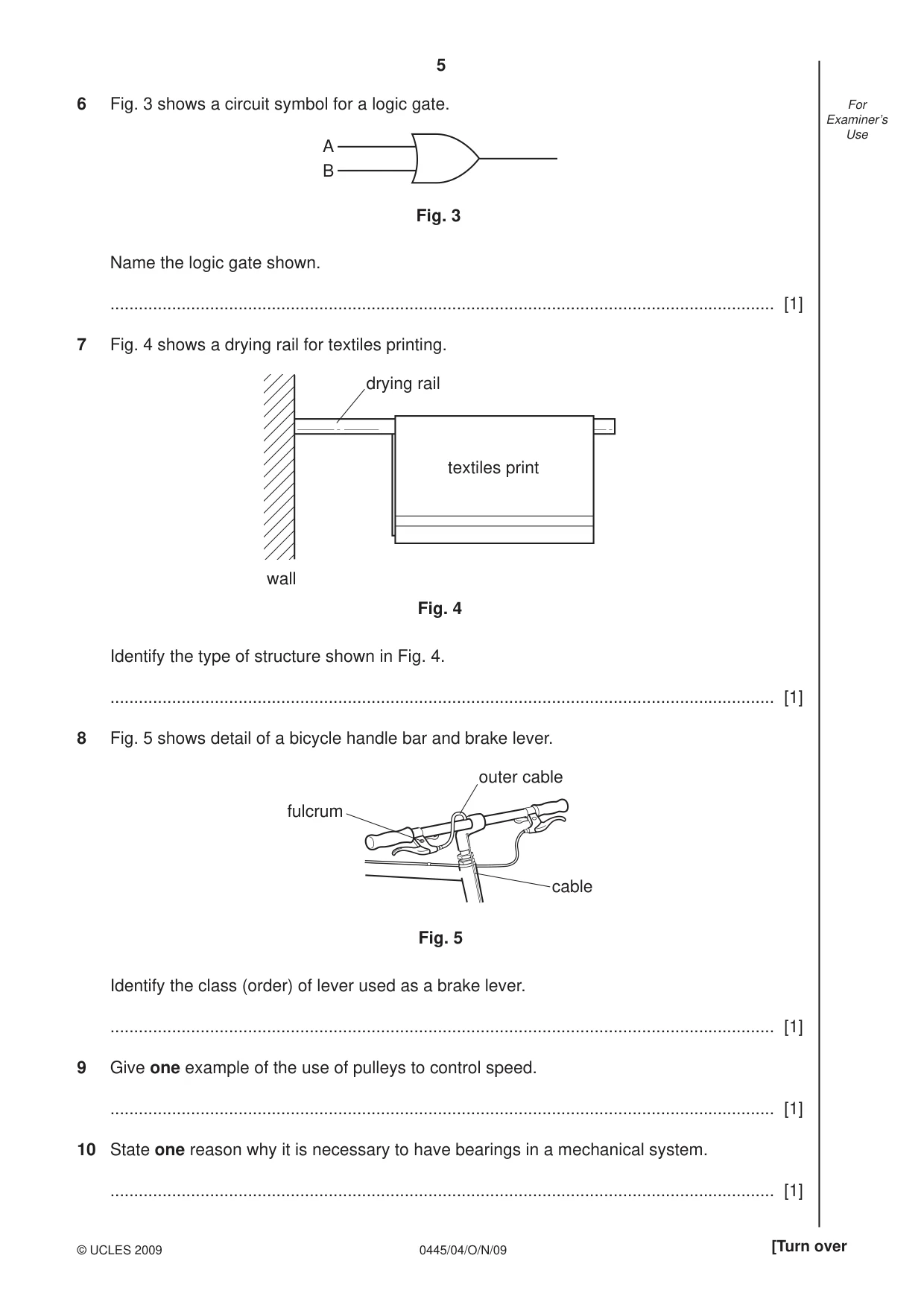 Cambridge IGCSE Design and Technology 0445 2009 Oct/Nov Paper 4 · Variant 1 question paper, page 5 of 16