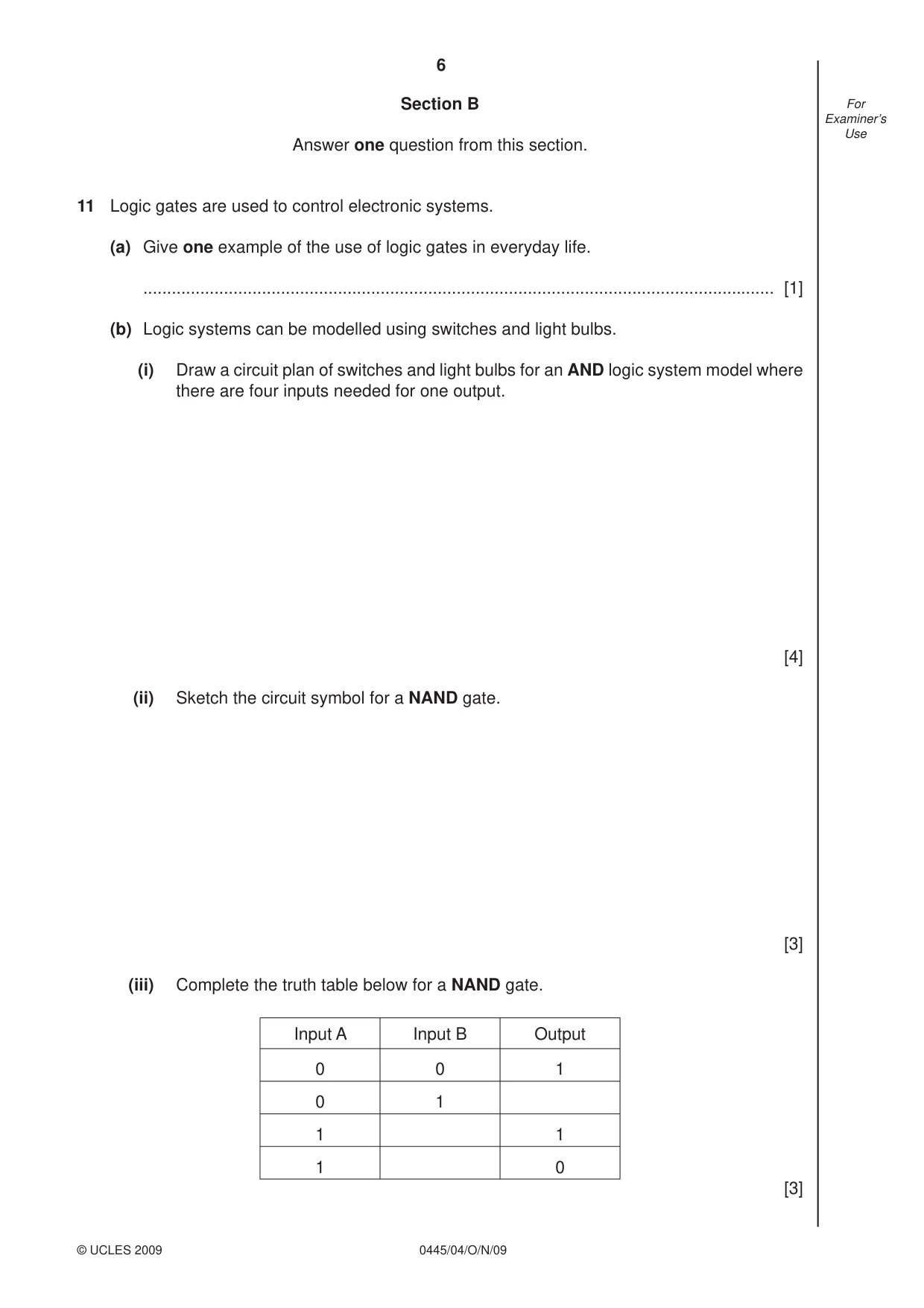 Cambridge IGCSE Design and Technology 0445 2009 Oct/Nov Paper 4 · Variant 1 question paper, page 6 of 16