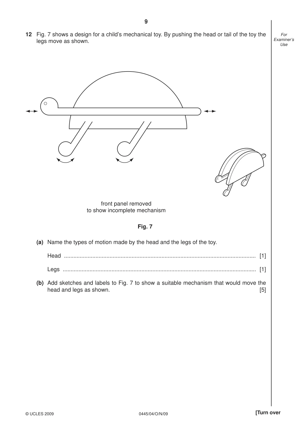 Cambridge IGCSE Design and Technology 0445 2009 Oct/Nov Paper 4 · Variant 1 question paper, page 9 of 16