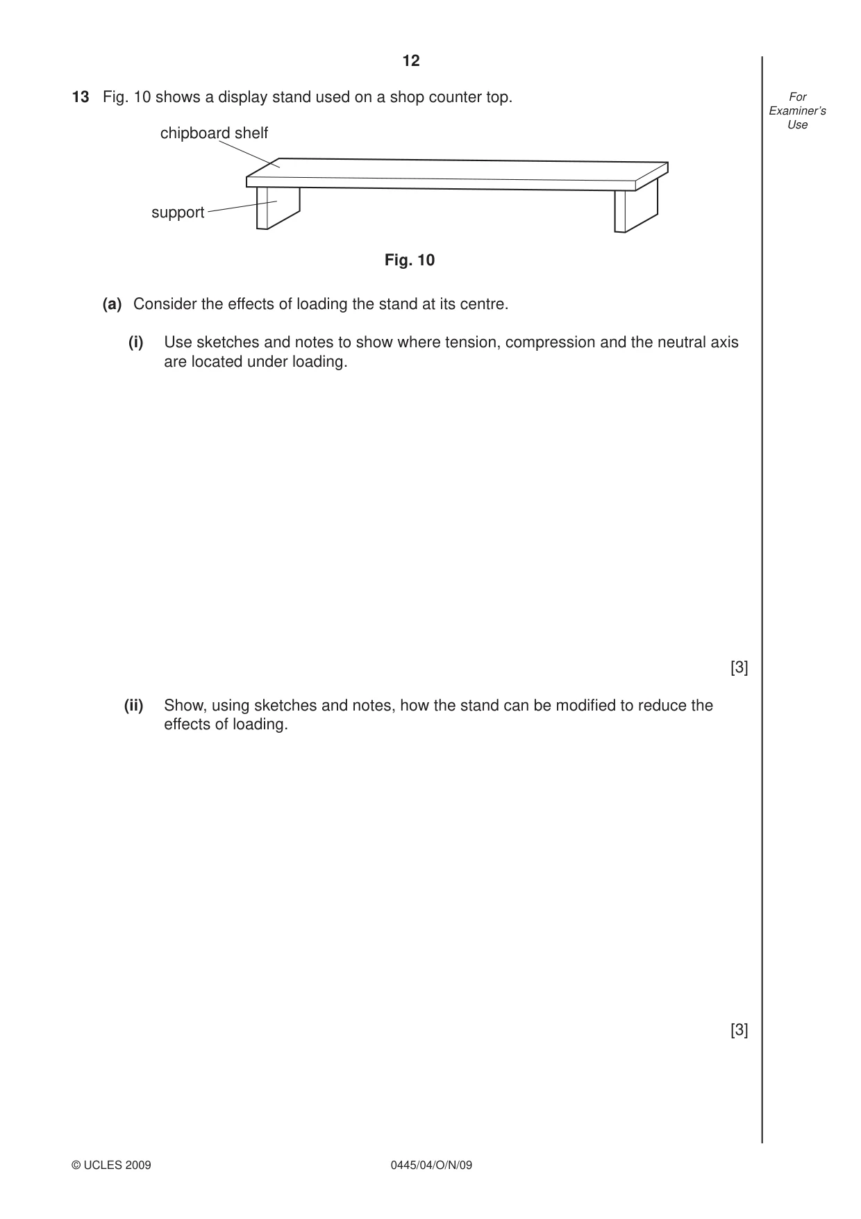 Cambridge IGCSE Design and Technology 0445 2009 Oct/Nov Paper 4 · Variant 1 question paper, page 12 of 16