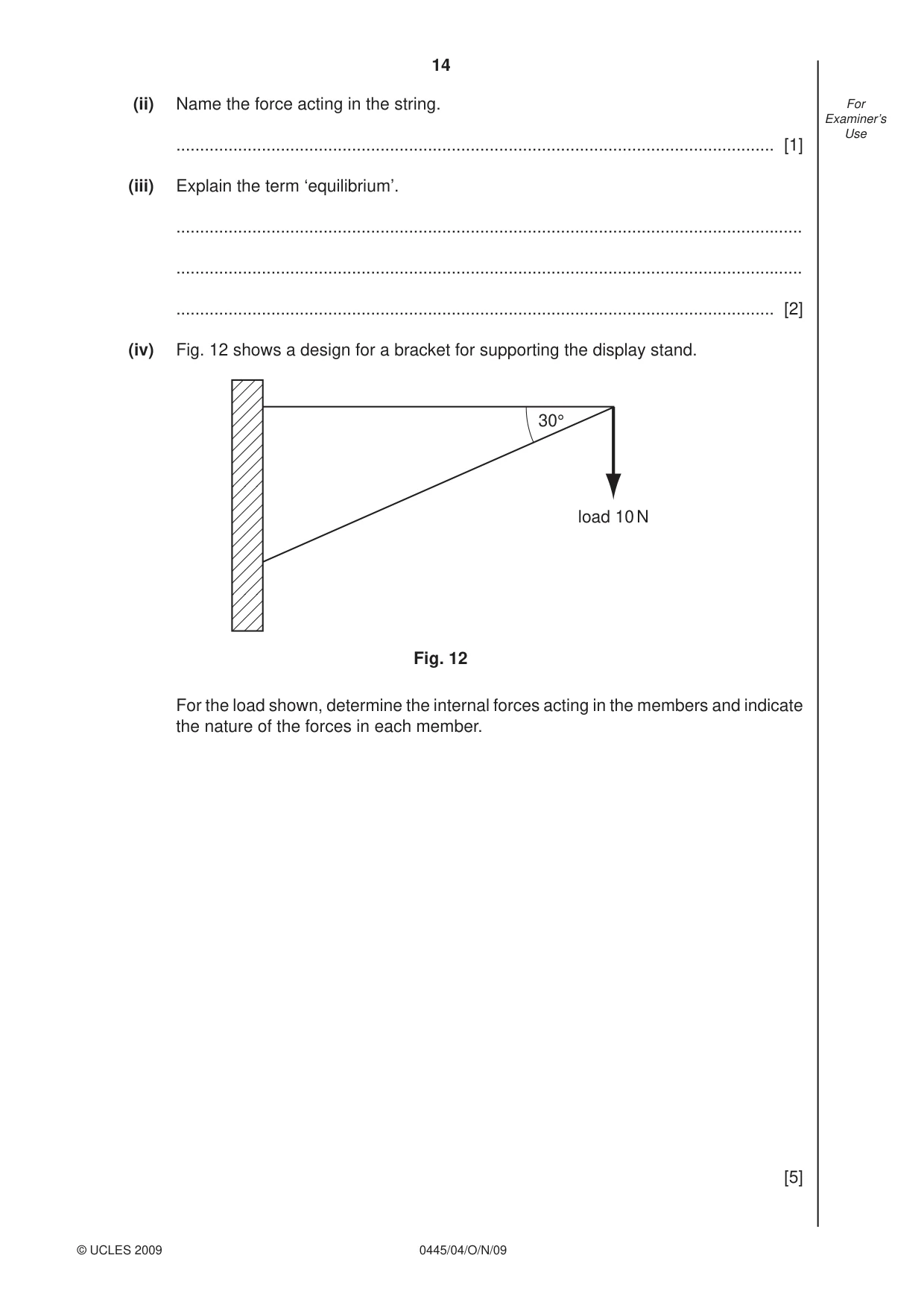 Cambridge IGCSE Design and Technology 0445 2009 Oct/Nov Paper 4 · Variant 1 question paper, page 14 of 16