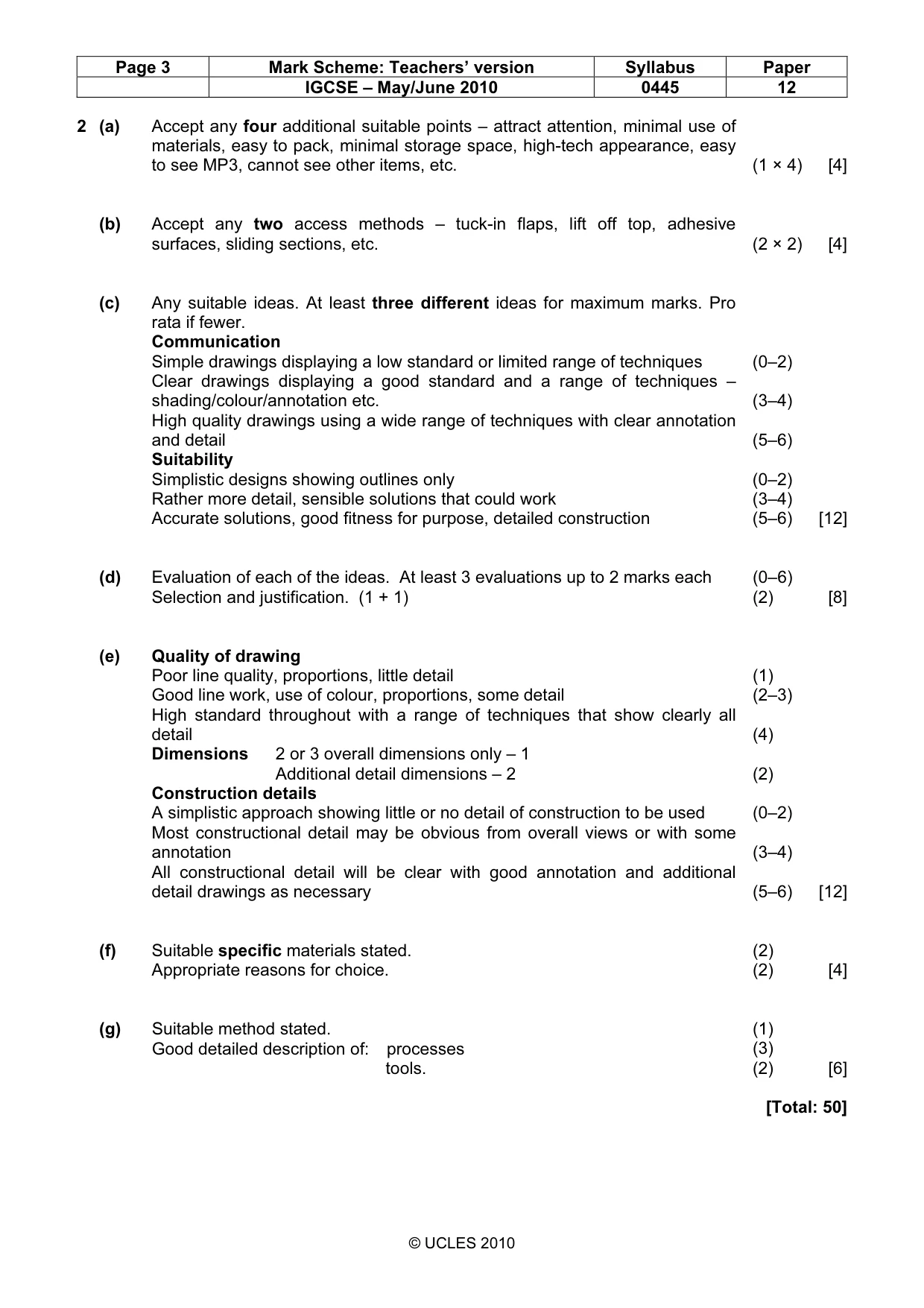 Mark scheme, page 3 of 4