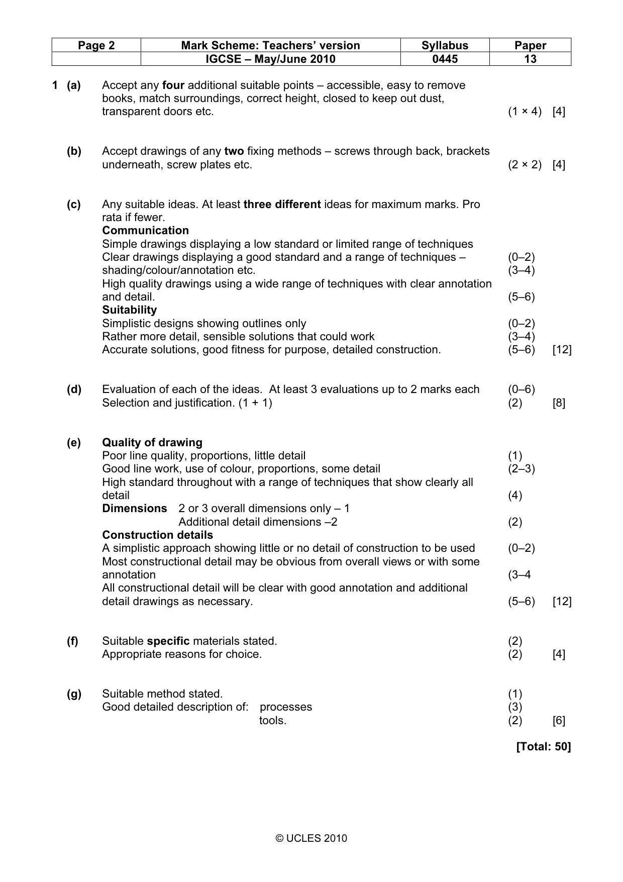 Mark scheme, page 2 of 4