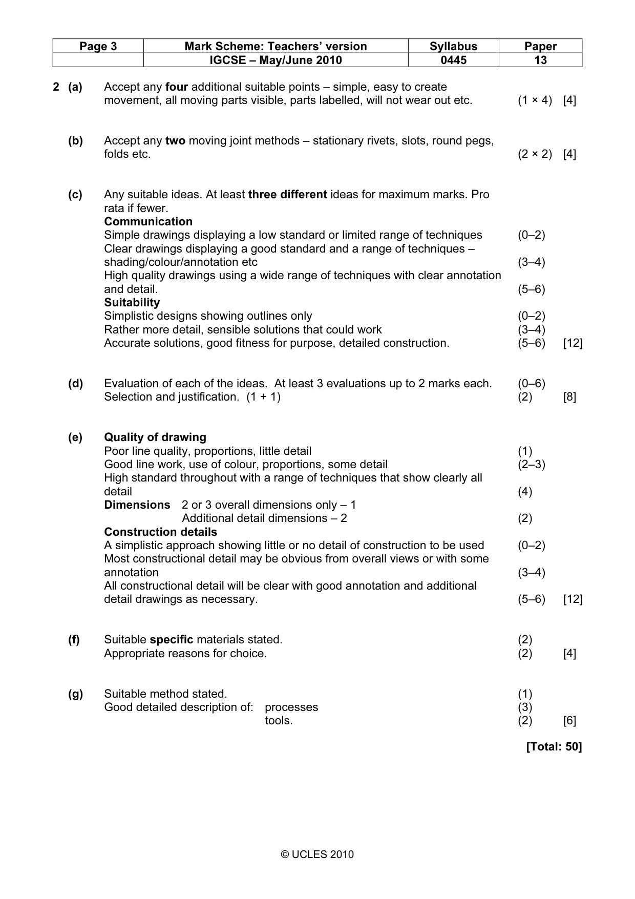 Mark scheme, page 3 of 4