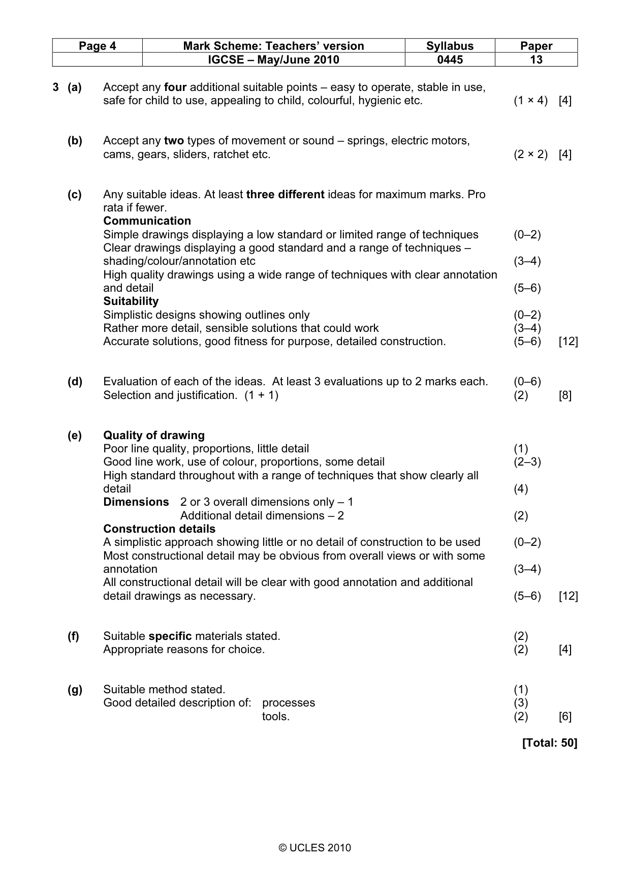 Mark scheme, page 4 of 4