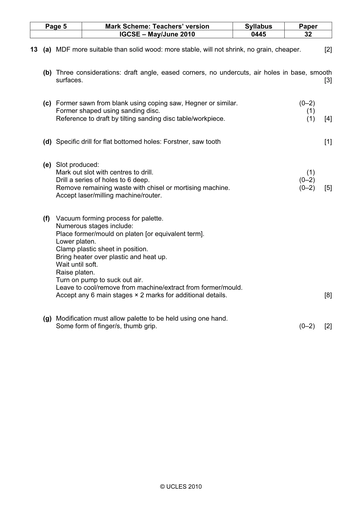 Mark scheme, page 5 of 5