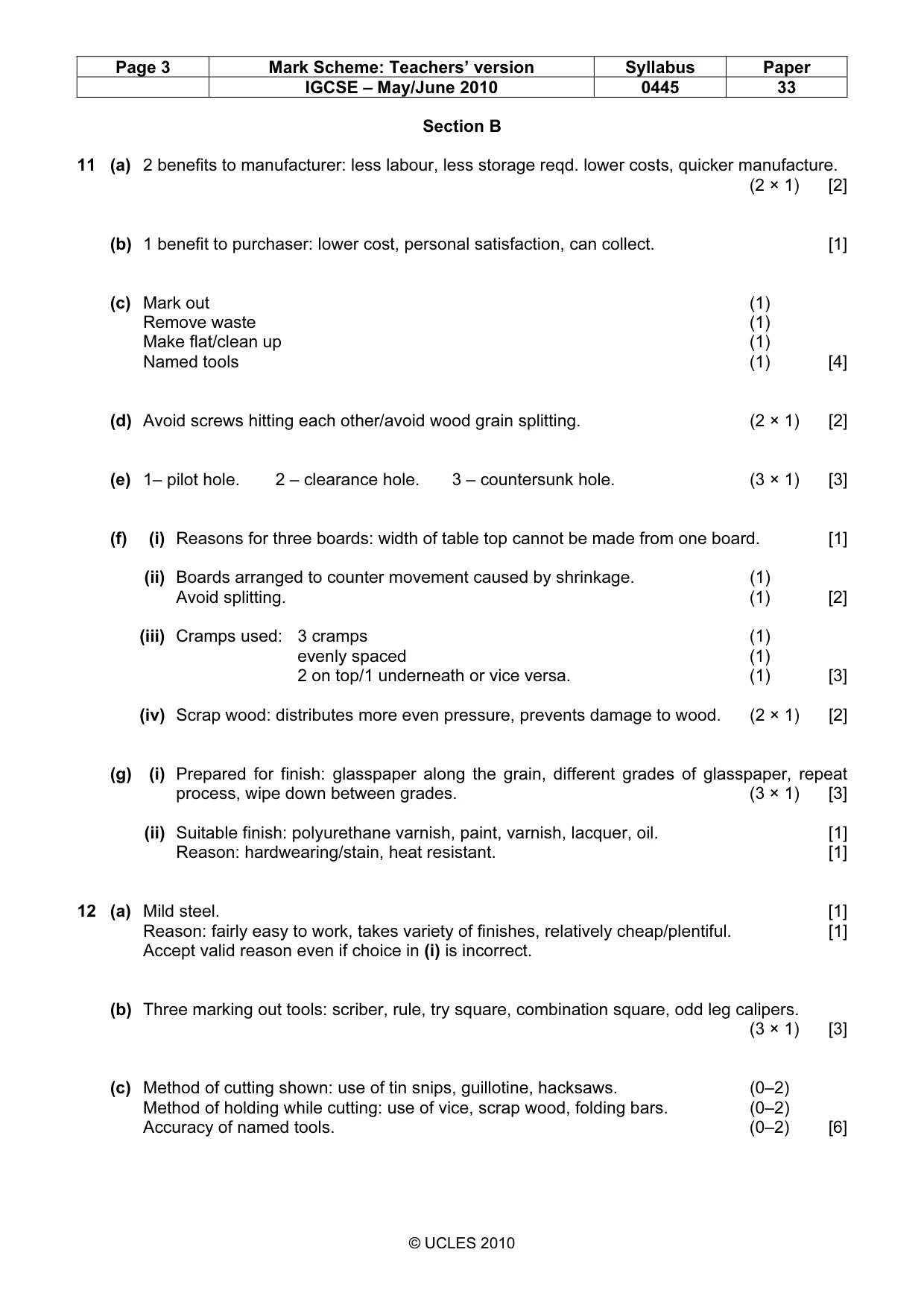 Mark scheme, page 3 of 4