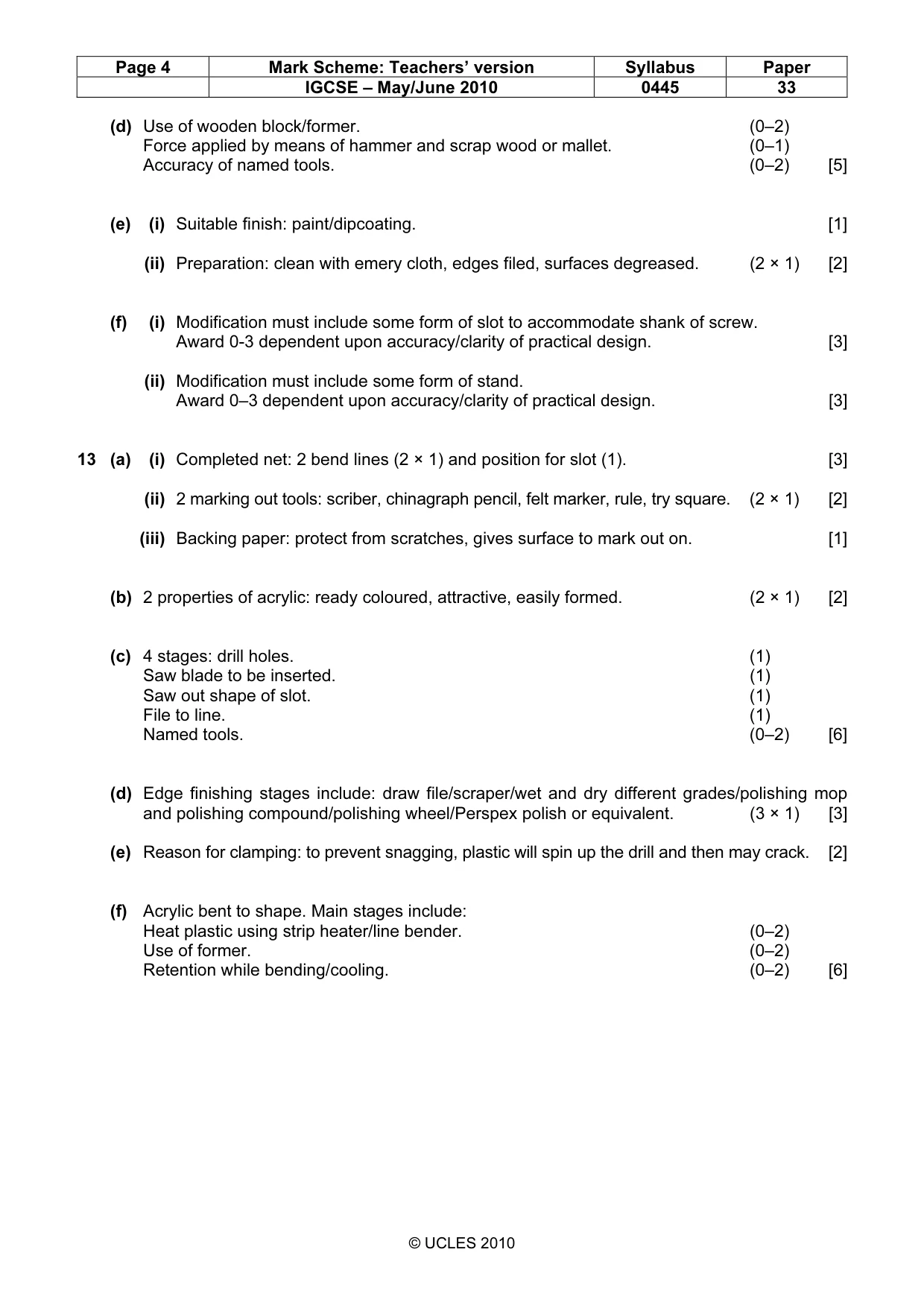 Mark scheme, page 4 of 4