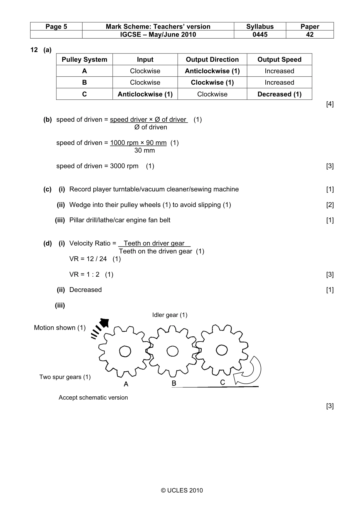 Mark scheme, page 5 of 7