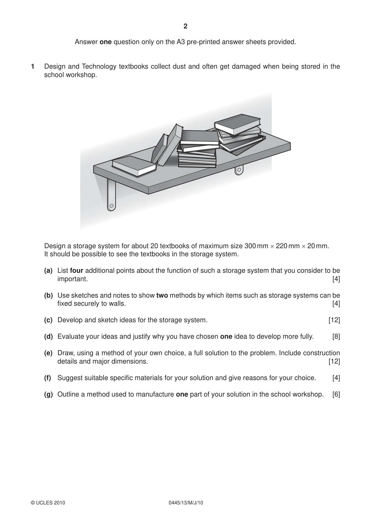 Cambridge IGCSE Design and Technology 0445 2010 May/June Paper 1 · Variant 3 question paper, page 2 of 4