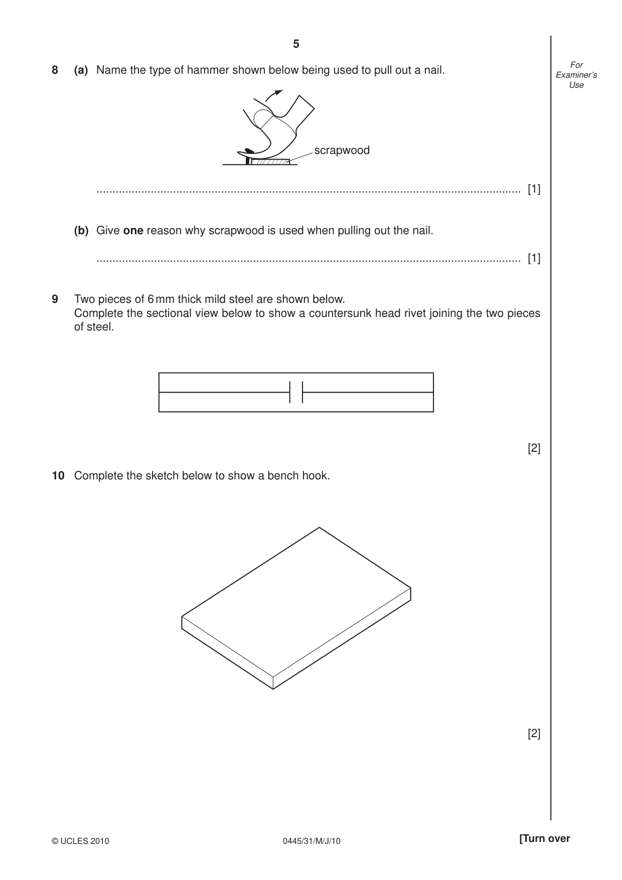 Cambridge IGCSE Design and Technology 0445 2010 May/June Paper 3 · Variant 1 question paper, page 5 of 16