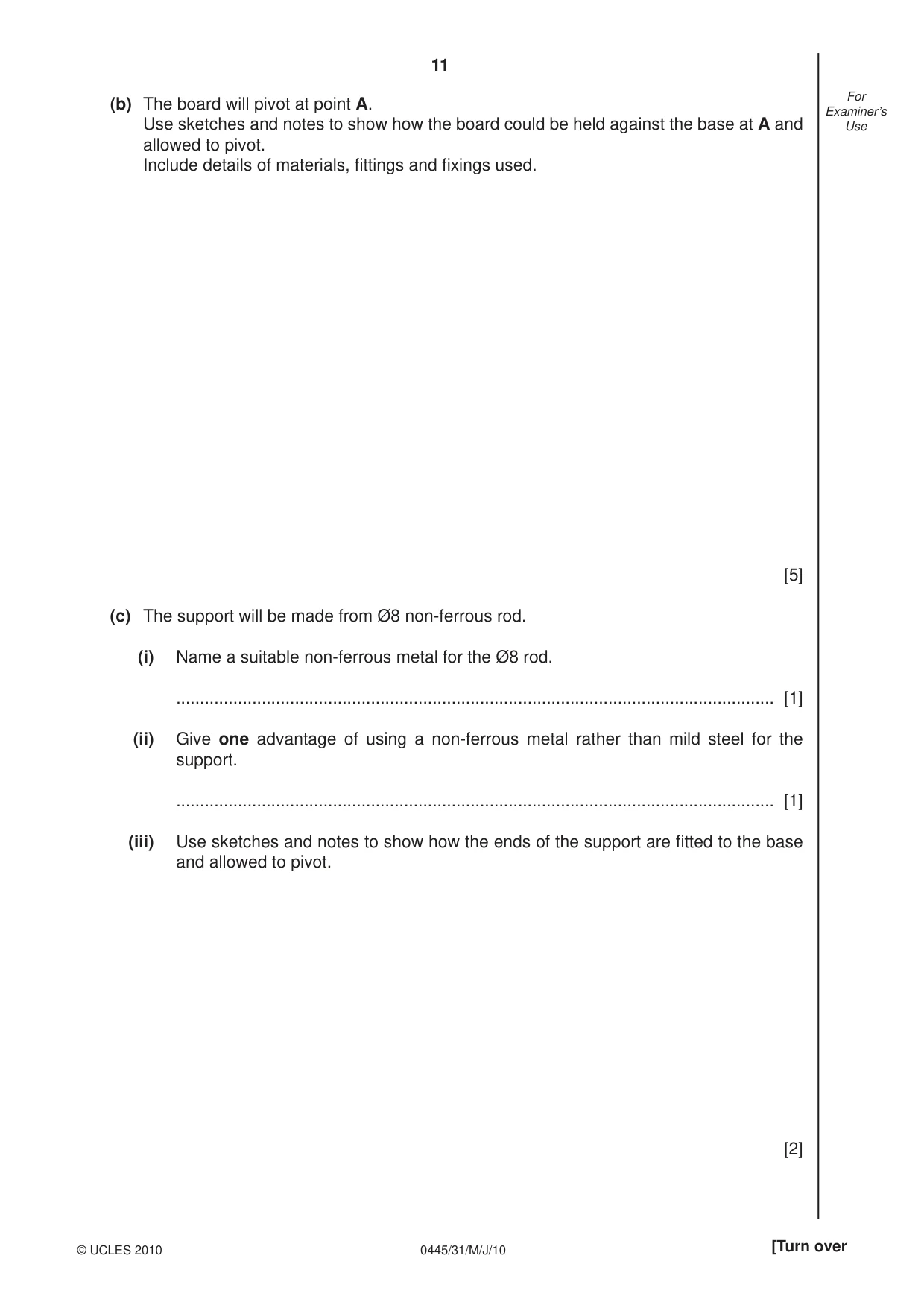 Cambridge IGCSE Design and Technology 0445 2010 May/June Paper 3 · Variant 1 question paper, page 11 of 16