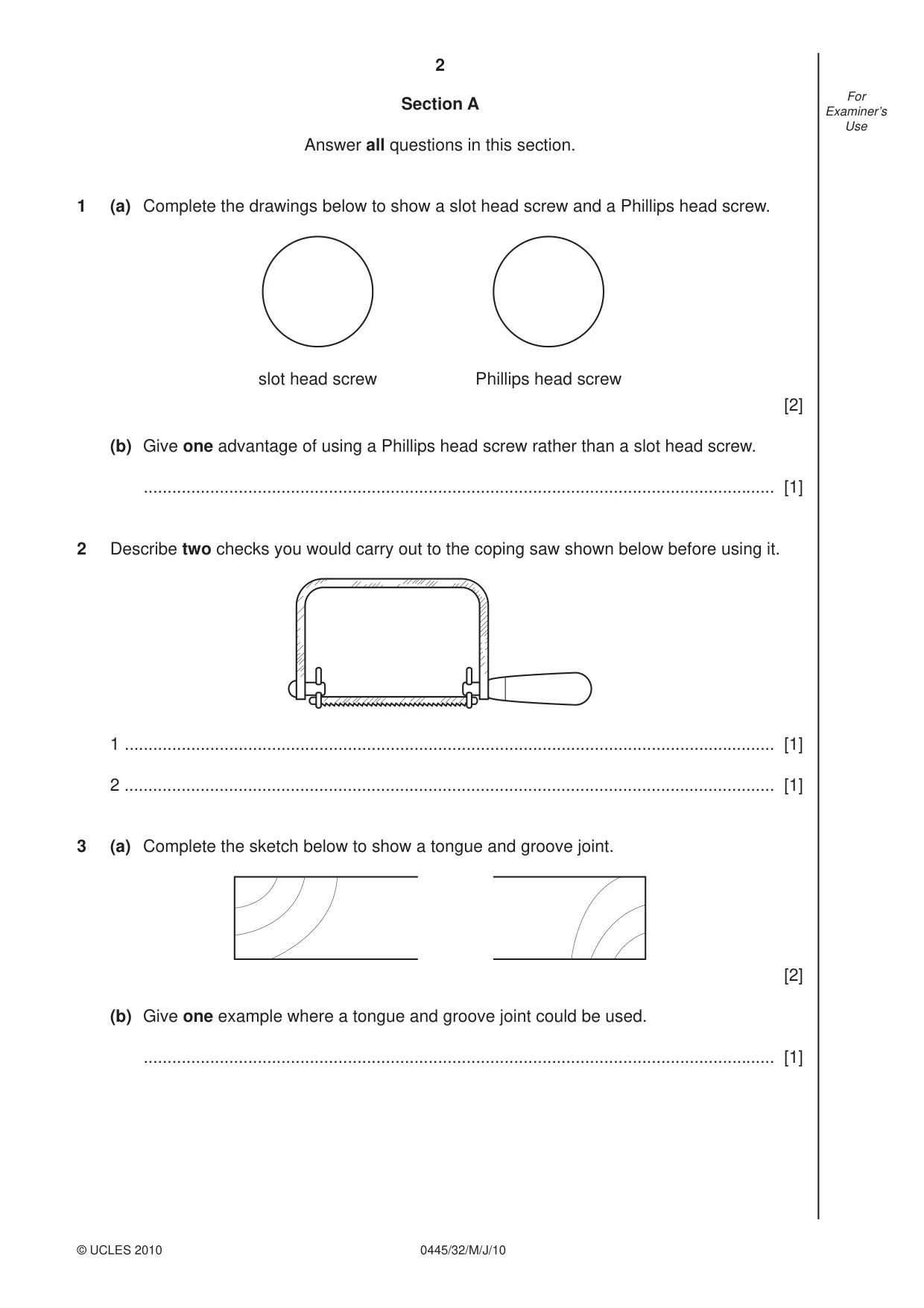 Cambridge IGCSE Design and Technology 0445 2010 May/June Paper 3 · Variant 2 question paper, page 2 of 16