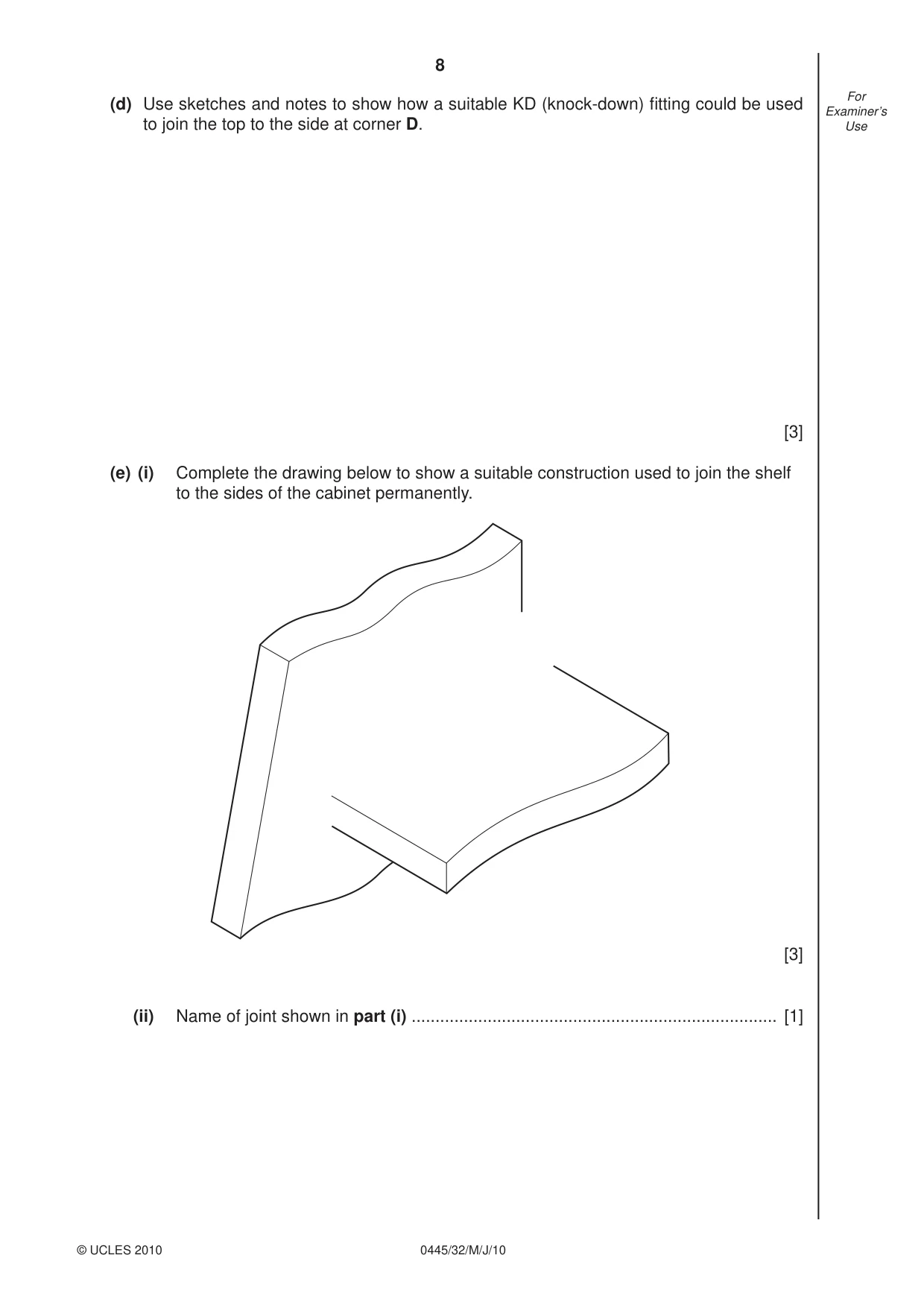 Cambridge IGCSE Design and Technology 0445 2010 May/June Paper 3 · Variant 2 question paper, page 8 of 16