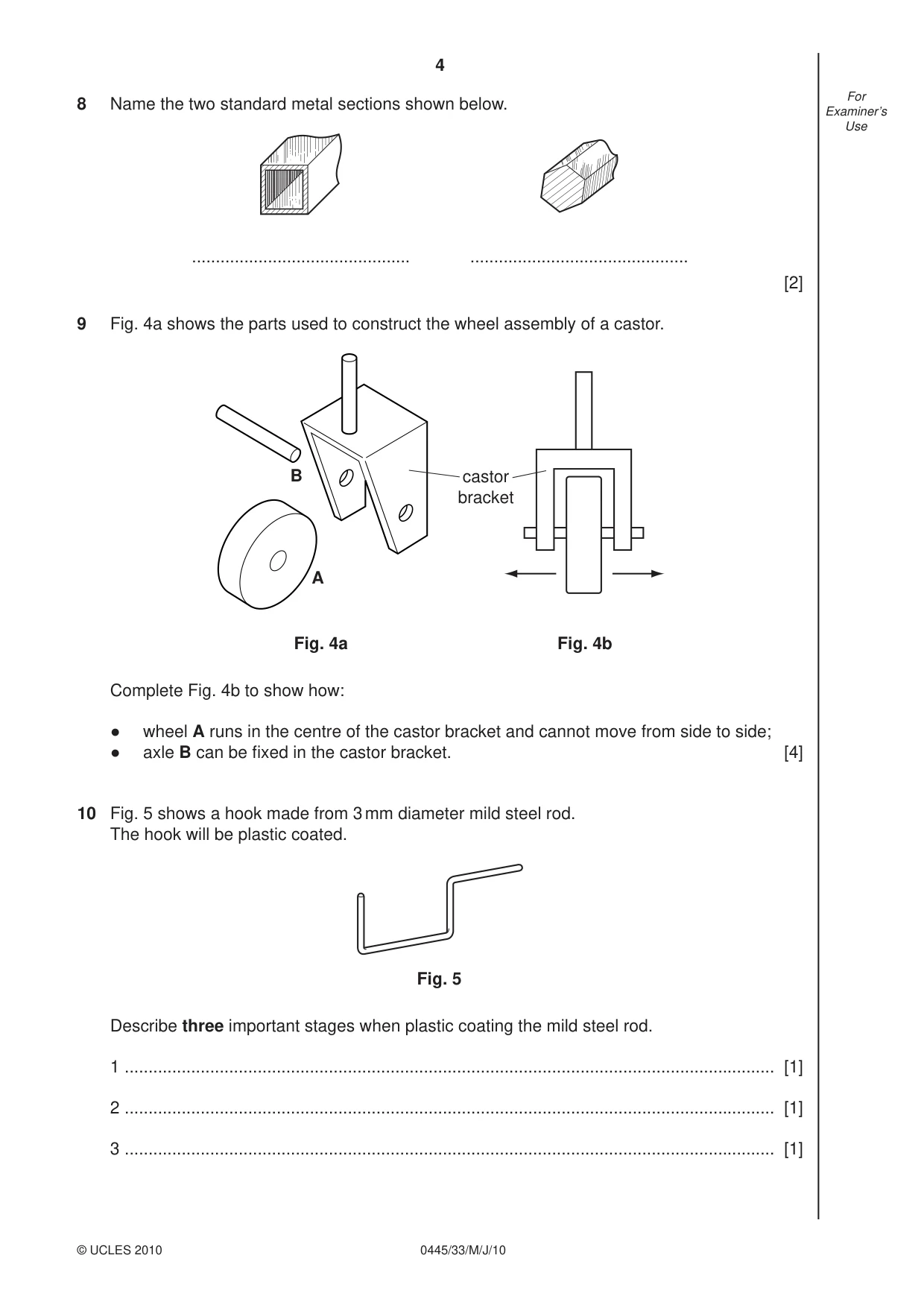 Cambridge IGCSE Design and Technology 0445 2010 May/June Paper 3 · Variant 3 question paper, page 4 of 16