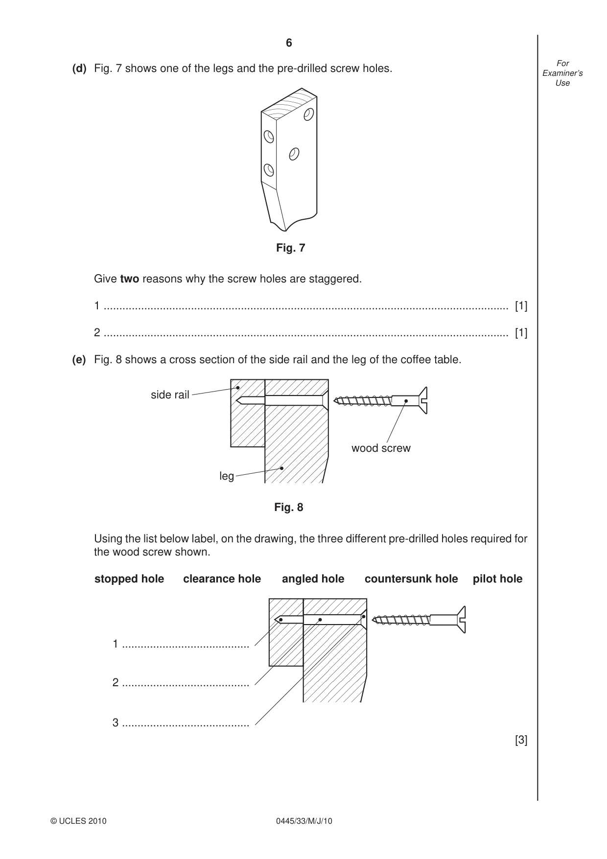 Cambridge IGCSE Design and Technology 0445 2010 May/June Paper 3 · Variant 3 question paper, page 6 of 16